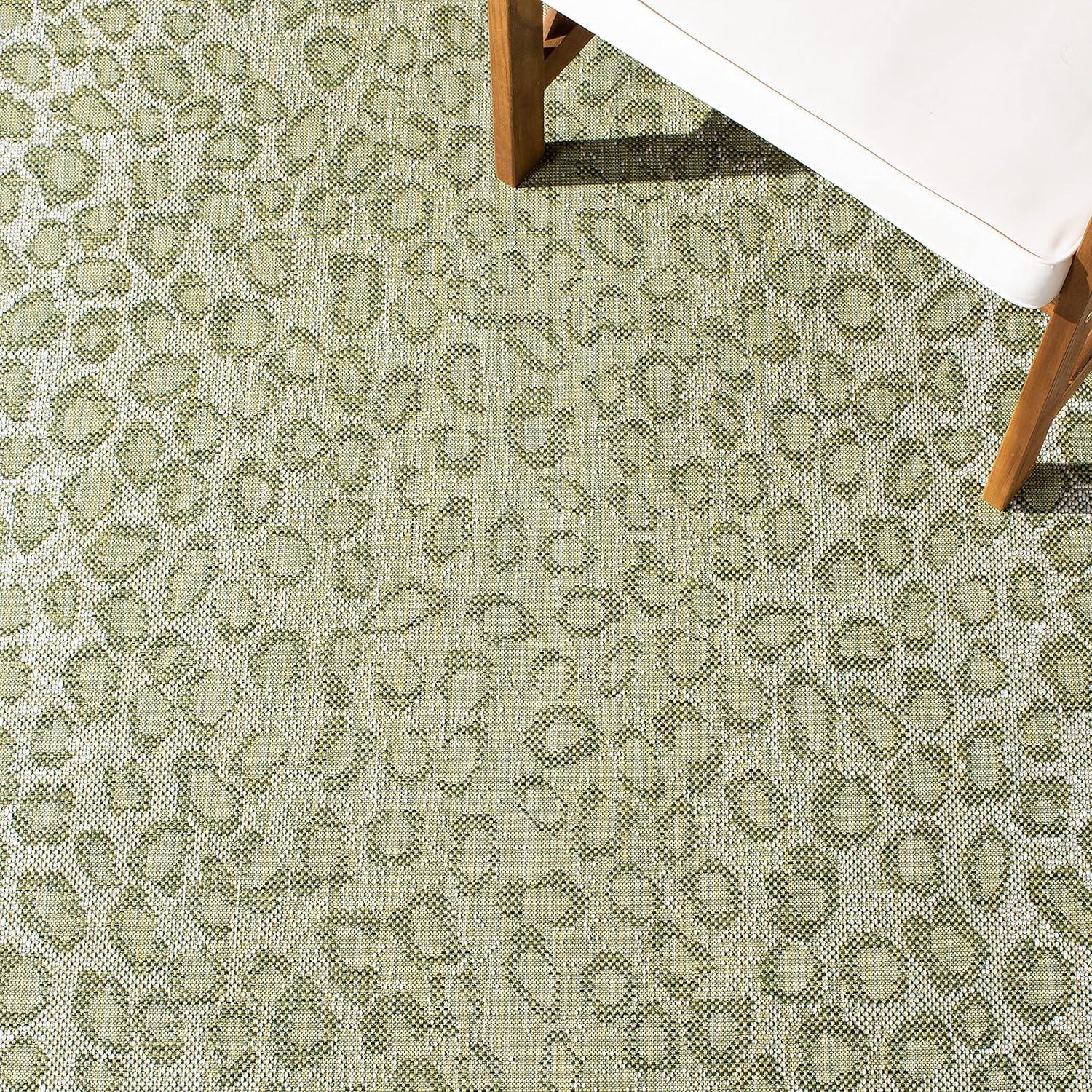 SAFAVIEH Courtyard Candace Spotted Indoor/Outdoor Area Rug, Light Green/Ivory, 8' x 10'