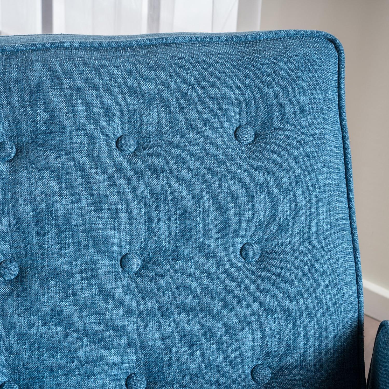 GDFStudio Mason Mid Century Modern Tufted Pushback Recliners (Set of 2), Muted Blue/Fabric