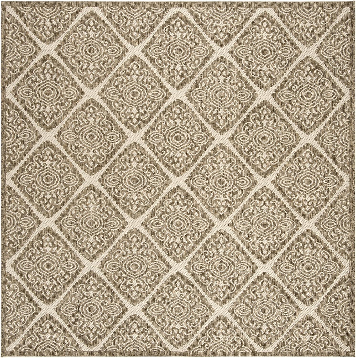 Linden LND132 Power Loomed Indoor/Outdoor Area Rug - Cream/Beige - 6'7"x6'7" - Safavieh.
