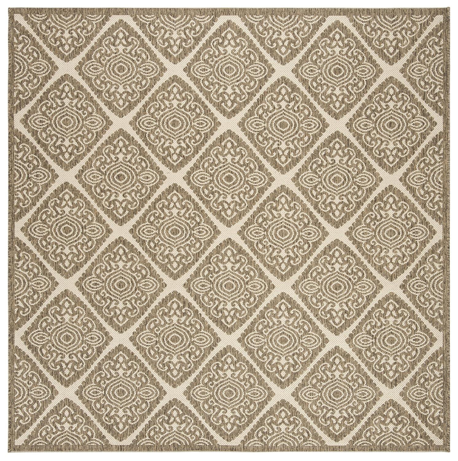 Linden LND132 Power Loomed Area Rug - Cream/Beige - 6'7"x6'7" - Safavieh