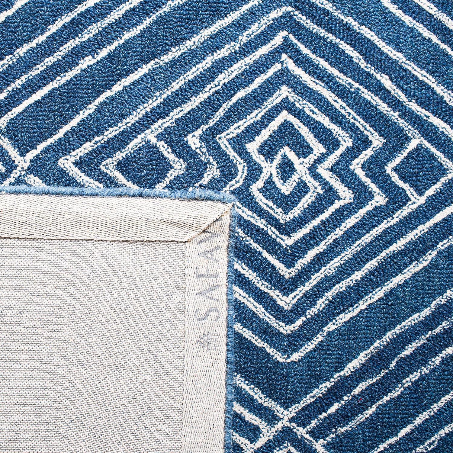 Micro-Loop MLP608 Hand Tufted Indoor Area Rug - Navy/Ivory - 5'x5' - Safavieh