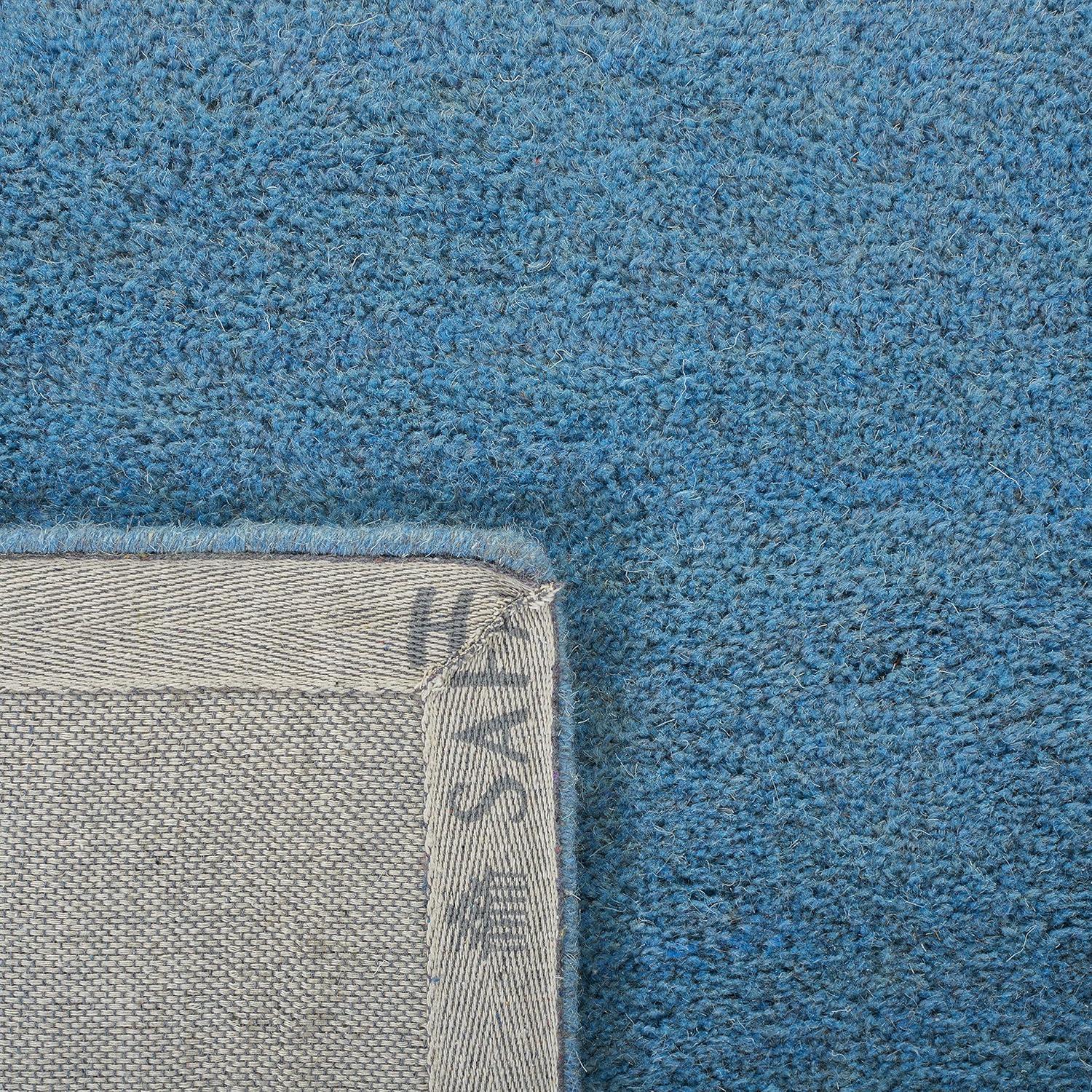 Handmade Tufted Square Blue Wool Accent Rug 47"