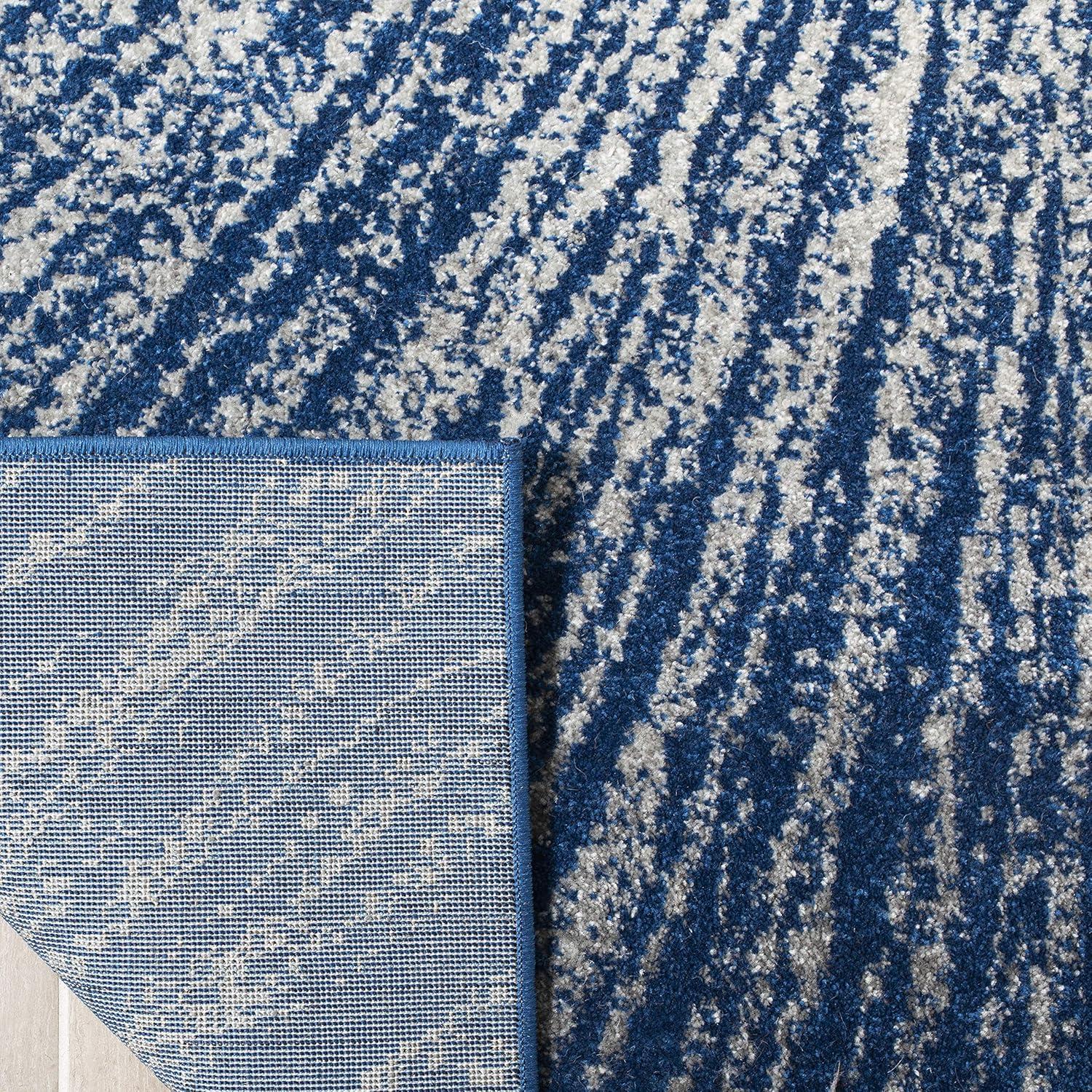 SAFAVIEH Evoke Vana Abstract Sunburst Area Rug, Navy/Ivory, 6'7" x 6'7" Square