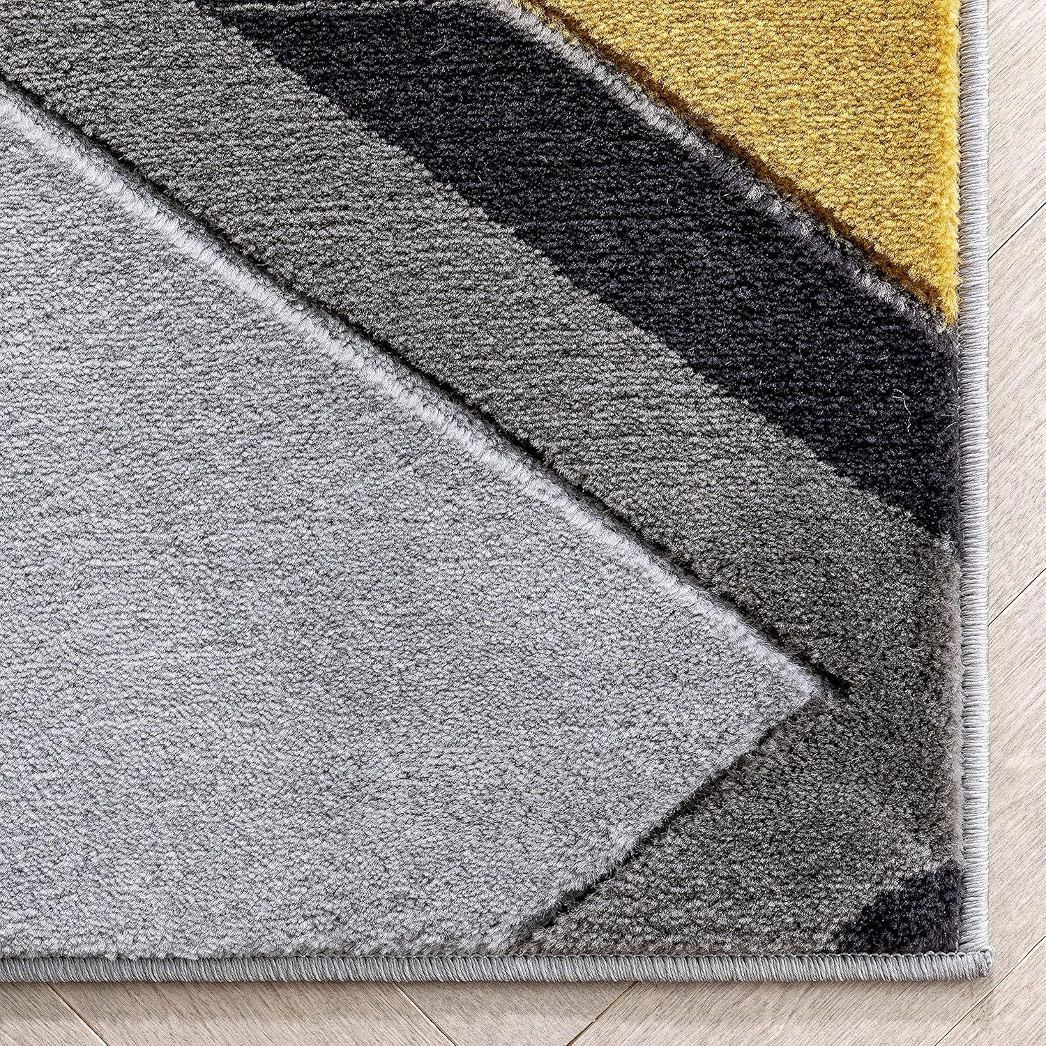 Well Woven Nora Gold Modern Geometric Stripes 3D Textured Rug