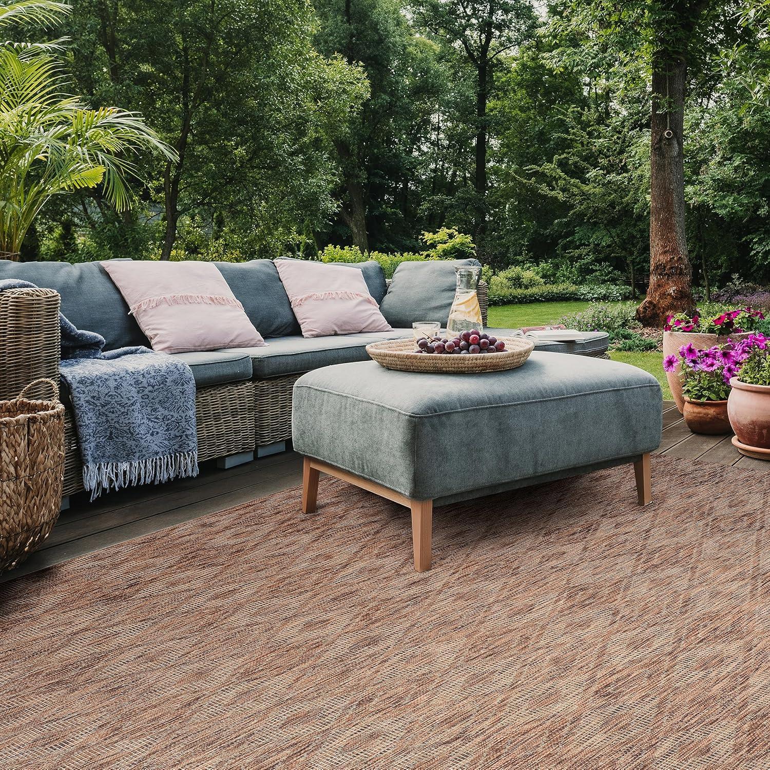 Courtyard CY8522 Power Loomed Indoor and Outdoor Area Rug - Brown/Brown - 8'x11' - Safavieh