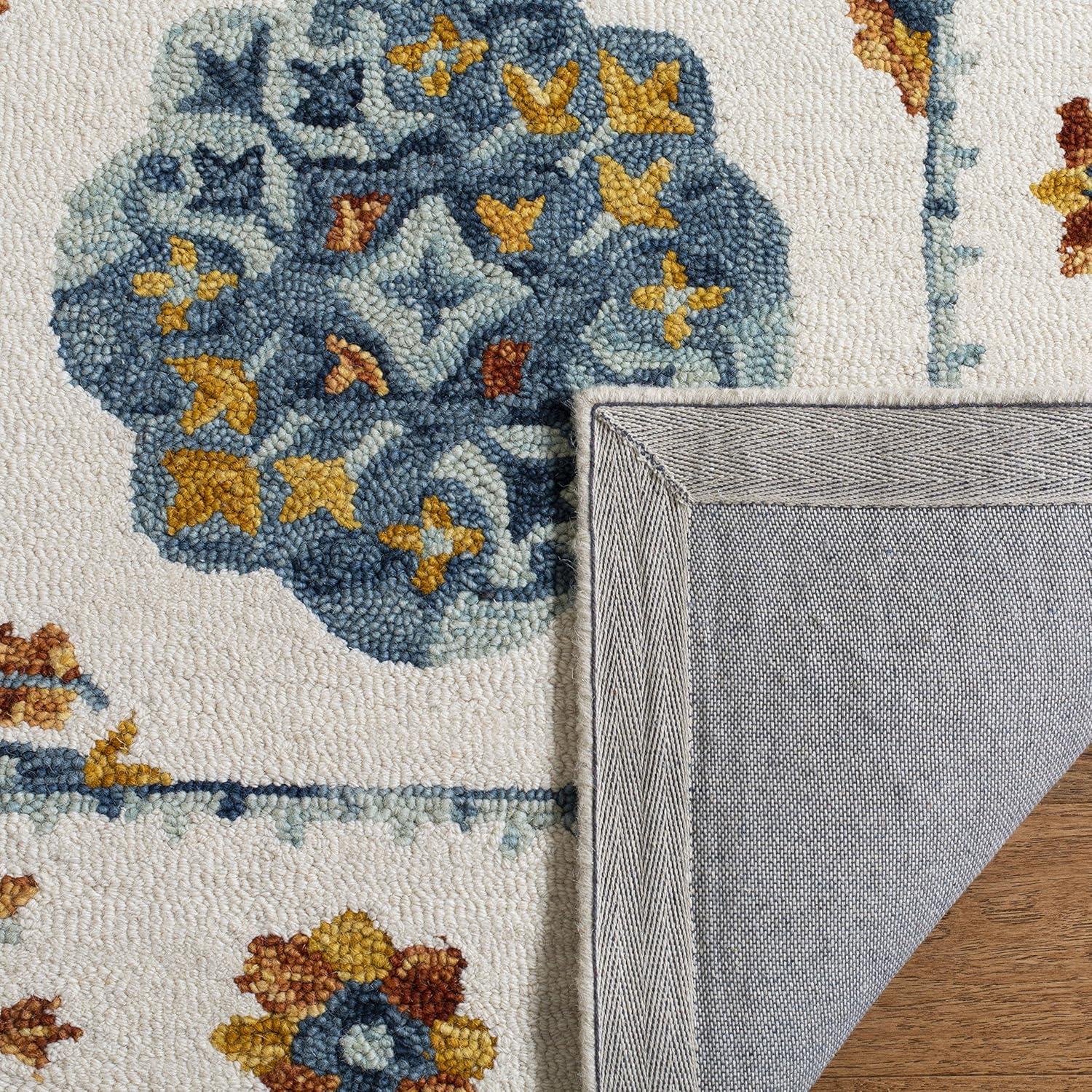 Blossom BLM901 Hand Tufted Area Rug - Blue/Ivory - 5'x8' - Safavieh.