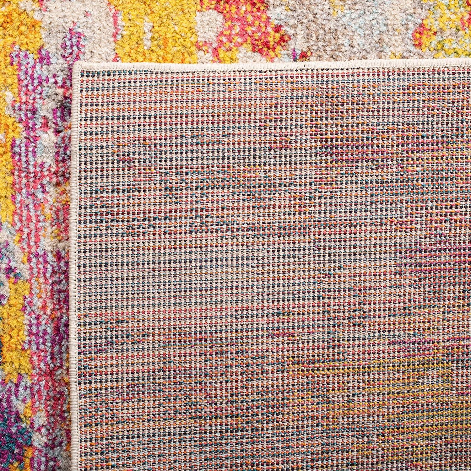Madison MAD260 Power Loomed Area Rug - Beige/Yellow - 6'7"x6'7" - Safavieh.