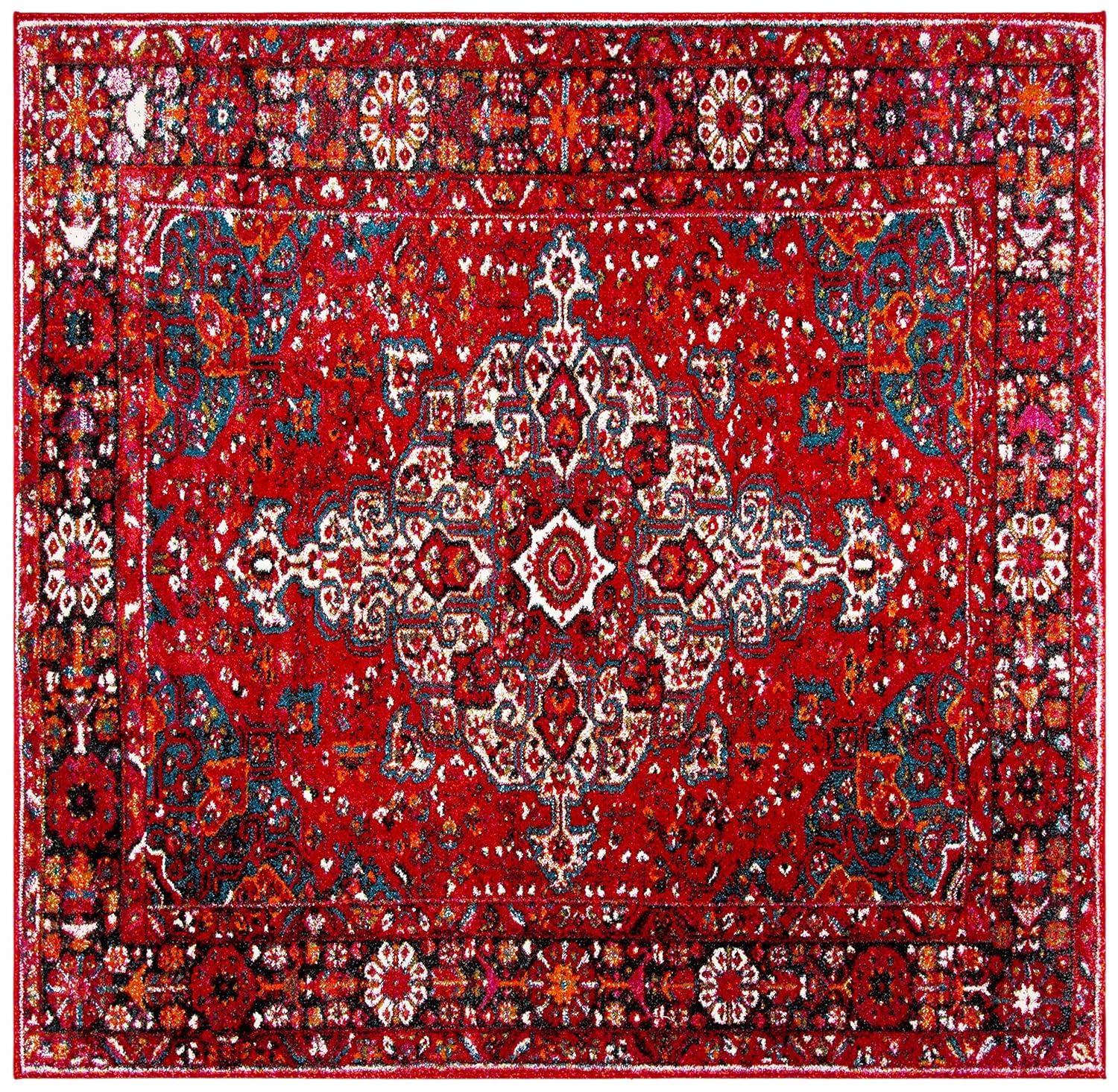 Vintage Hamadan VTH222 Power Loomed Area Rug - Red/Multi - 3'x3' - Safavieh.
