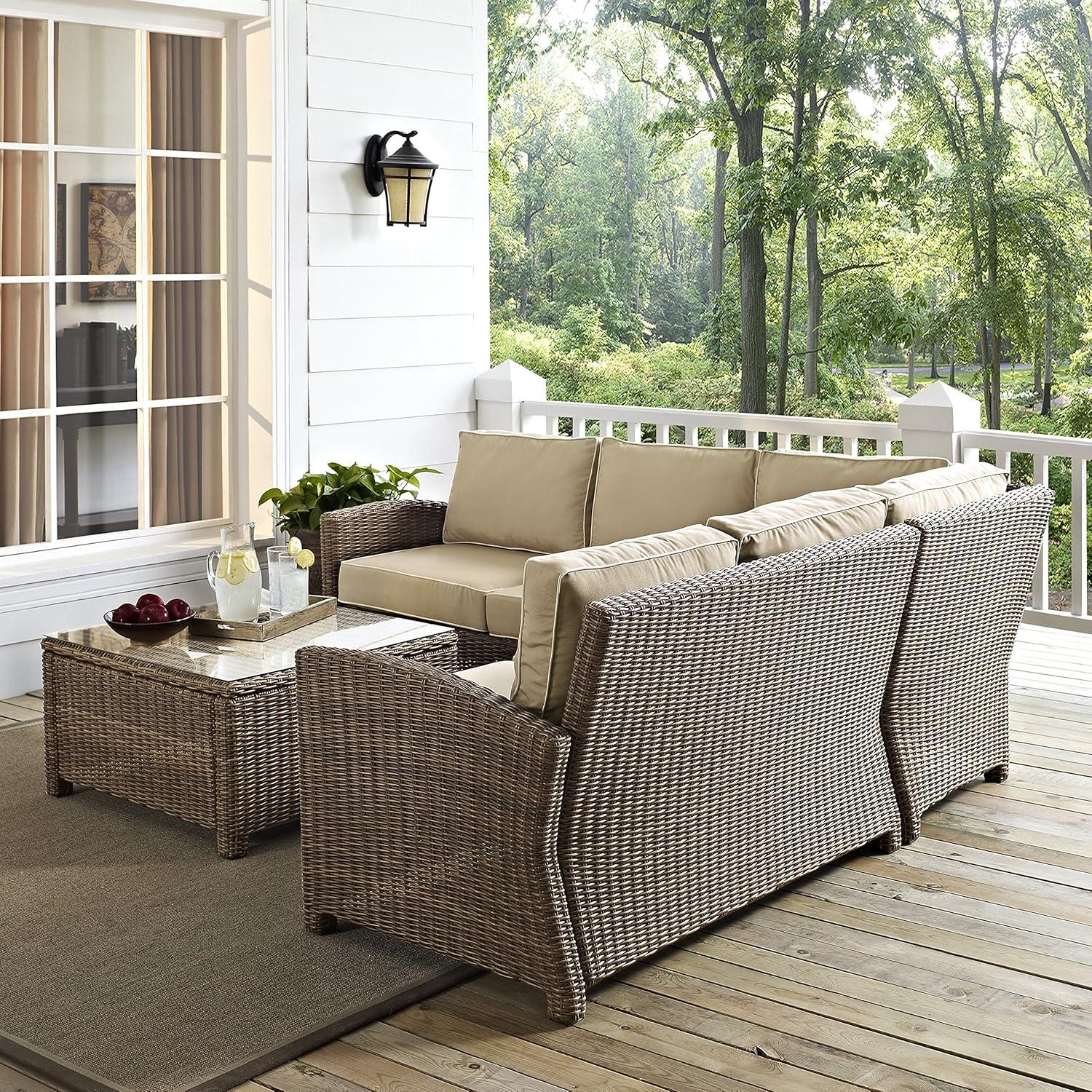 Crosley 4pc Bradenton Steel Outdoor Patio Sectional Sofa Furniture Set