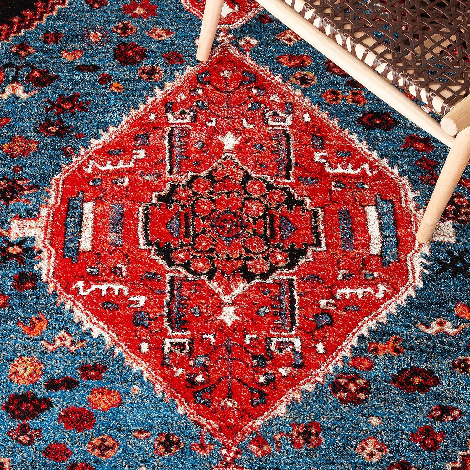 Vintage Hamadan VTH201 Power Loomed Area Rug - Turquoise/Red - 5'3"x7'6" - Safavieh.