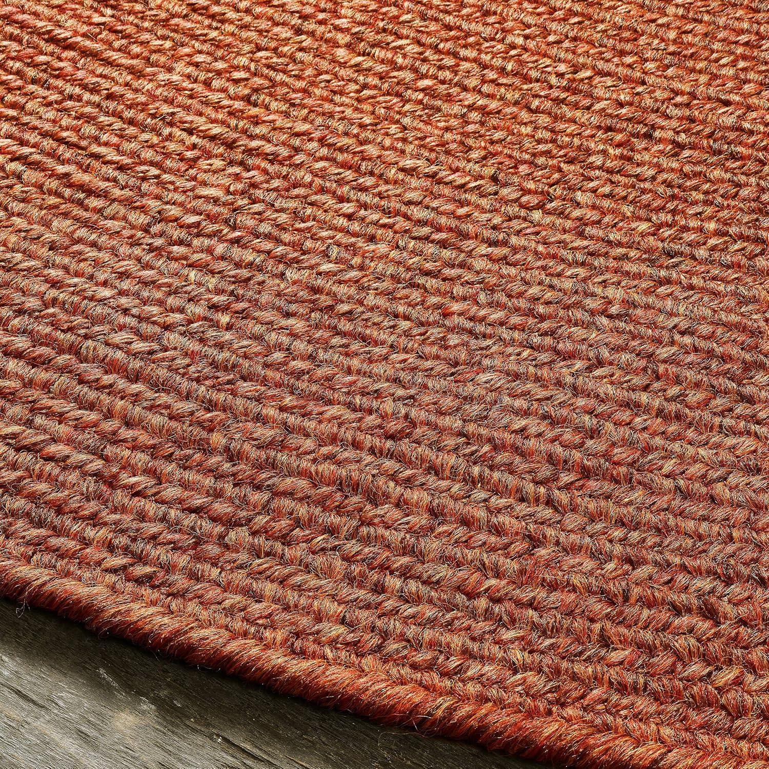 Braided Brick 2 ft. x 8 ft. Solid Indoor/Outdoor Oval Area Rug