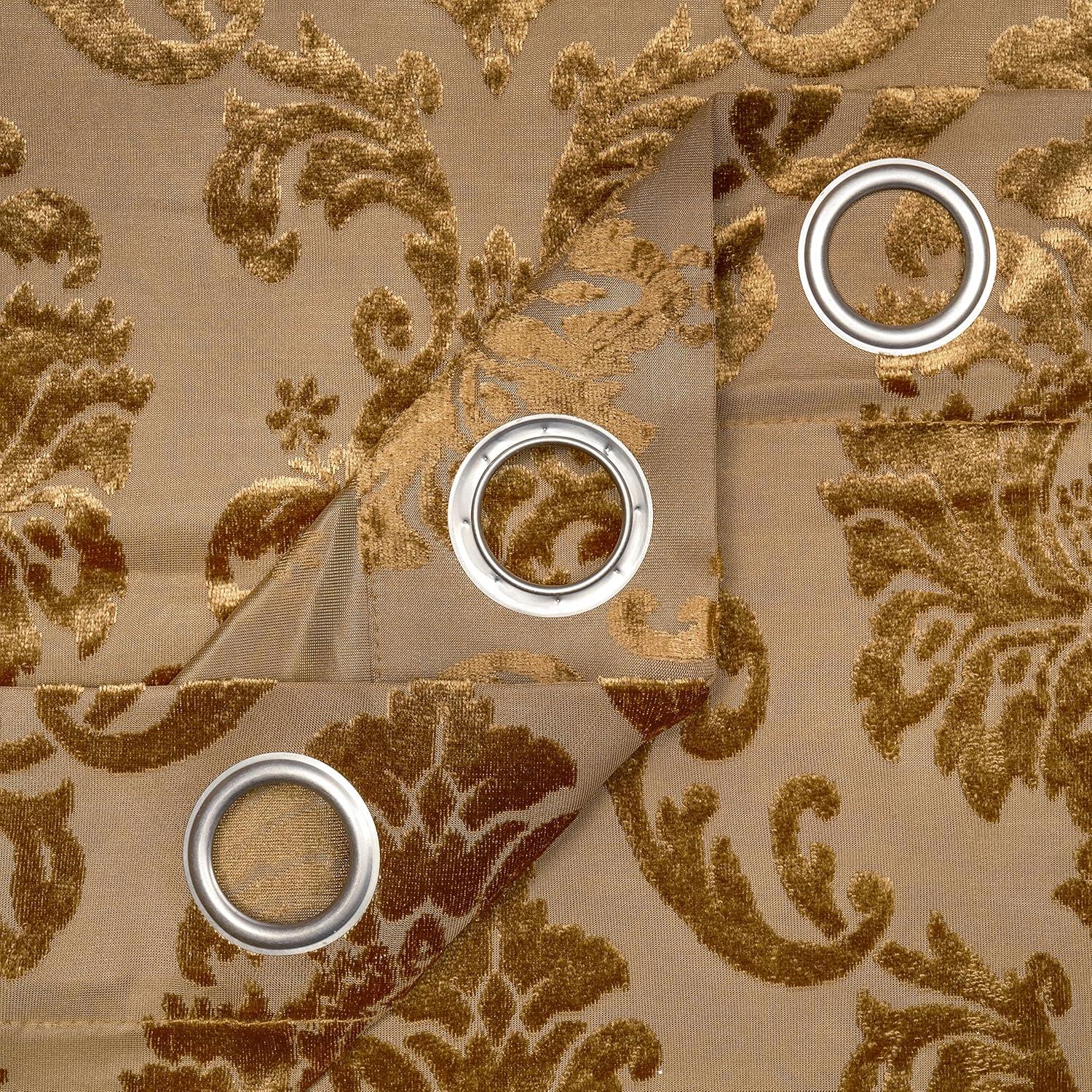 Chanasya 2pk Devore Damask Sheer Grommet Window Curtain Panels - Set of 2 - 52 x 96 Inches Long - Blue