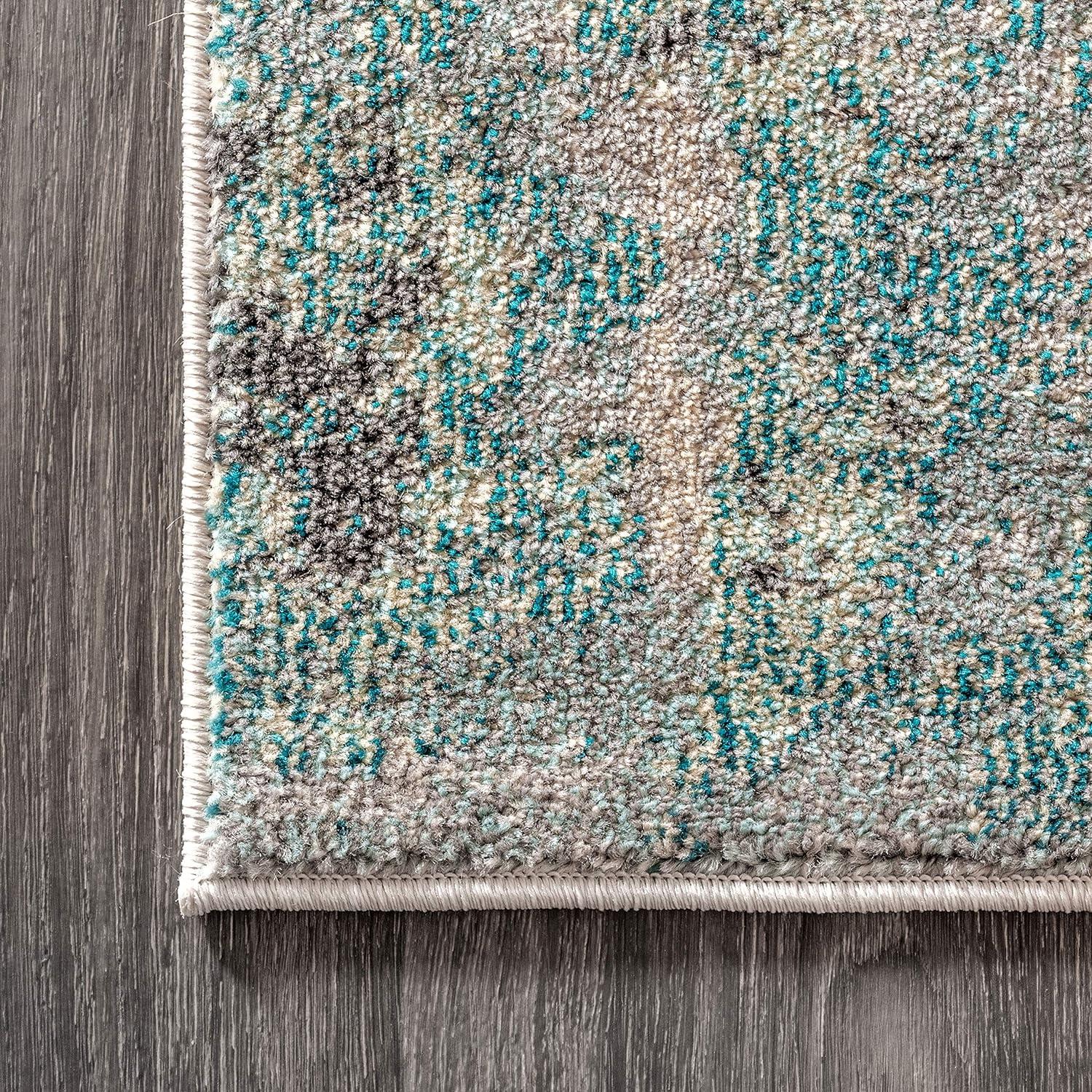 6'x 9' Contemporary POP Modern Abstract Vintage Area Rug, Cream/Blue - JONATHAN Y