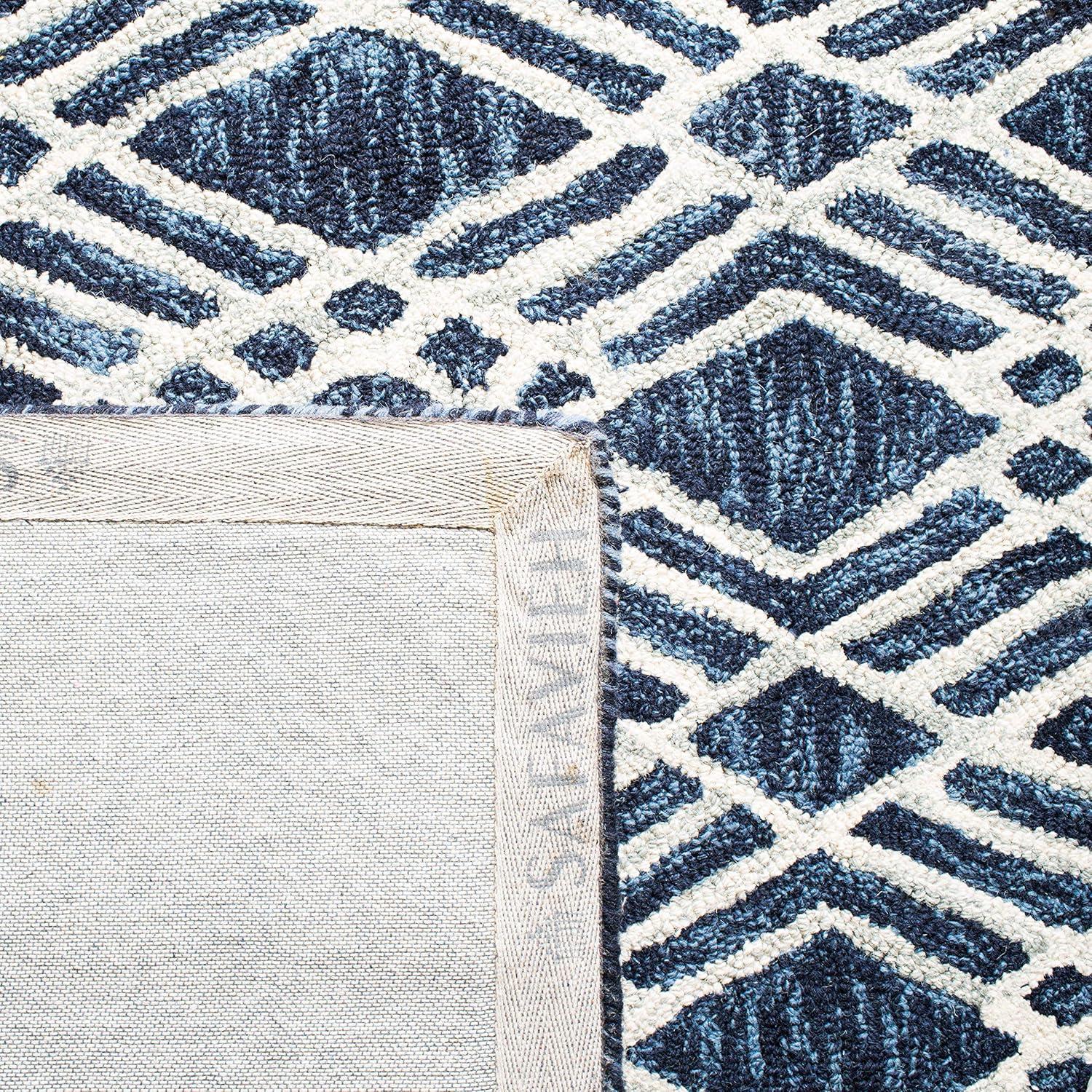 Micro-Loop MLP155 Hand Tufted Area Rug - Navy/Ivory - 5'x5' - Safavieh.