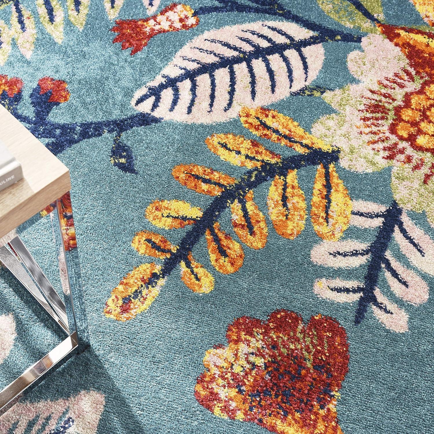 Nourison Allur Botanical Indoor Area Rug Turquoise Multicolor 7'10" x 9'10"