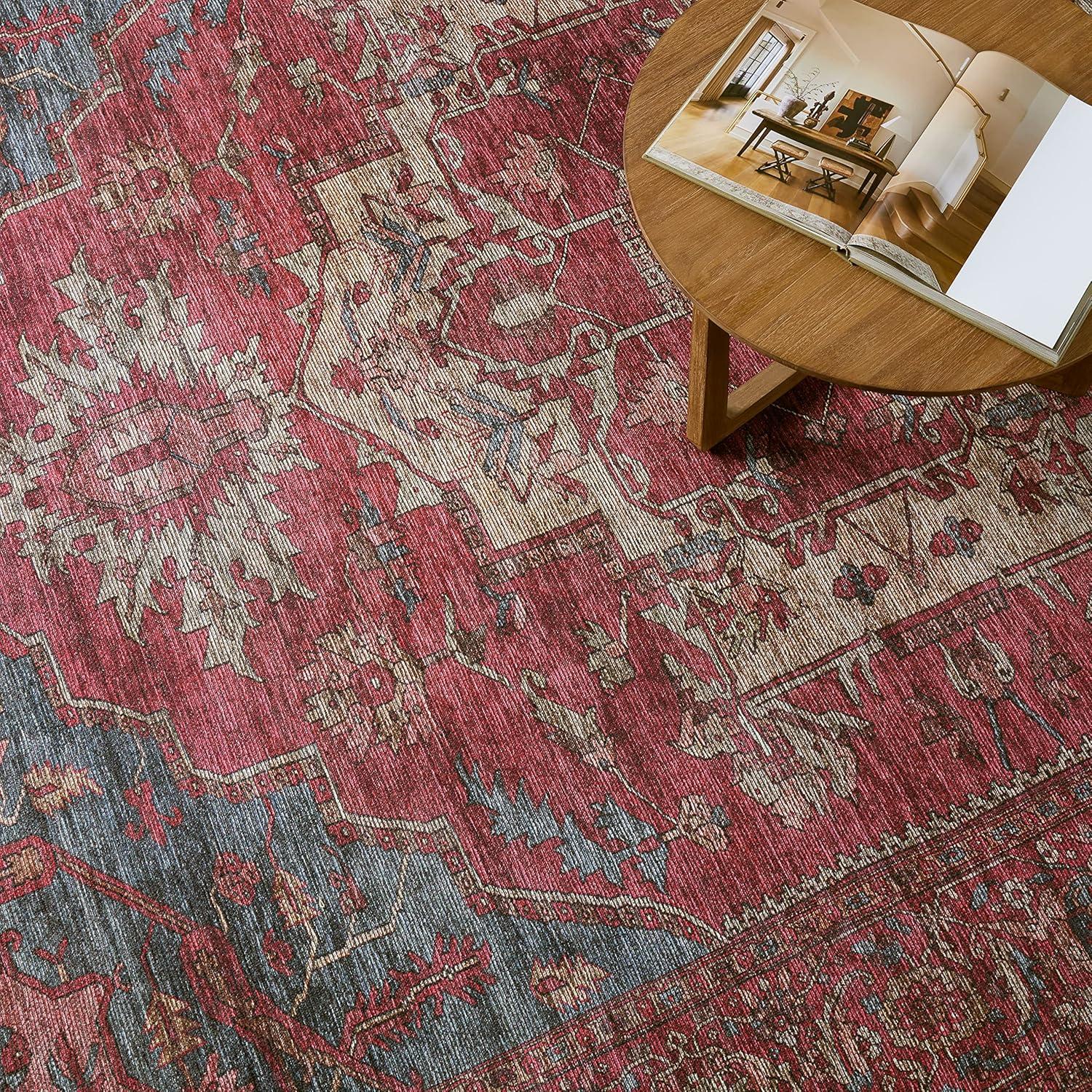 Handmade Red Medallion Cotton Rectangular Area Rug