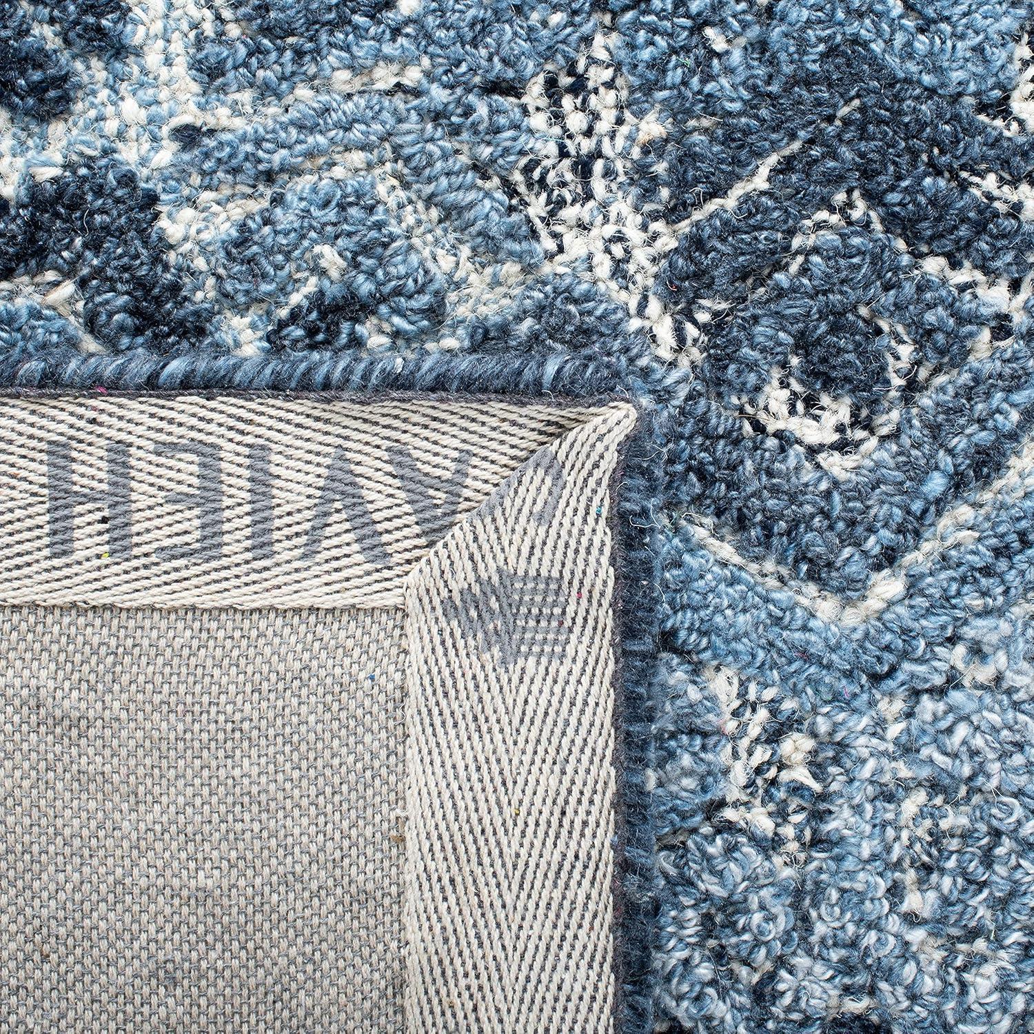 Hand-Tufted Wool Square Rug in Soft Blue and Grey Tones