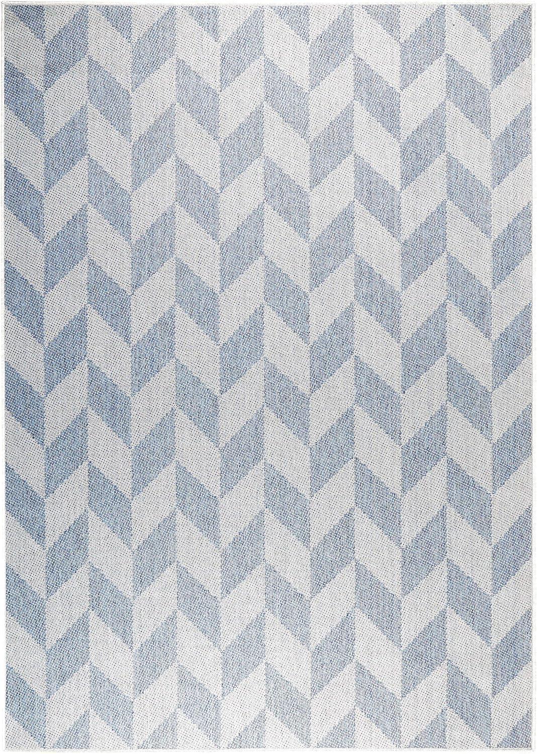 Calla Herringbone Blue/Gray Indoor/Outdoor Synthetic Area Rug