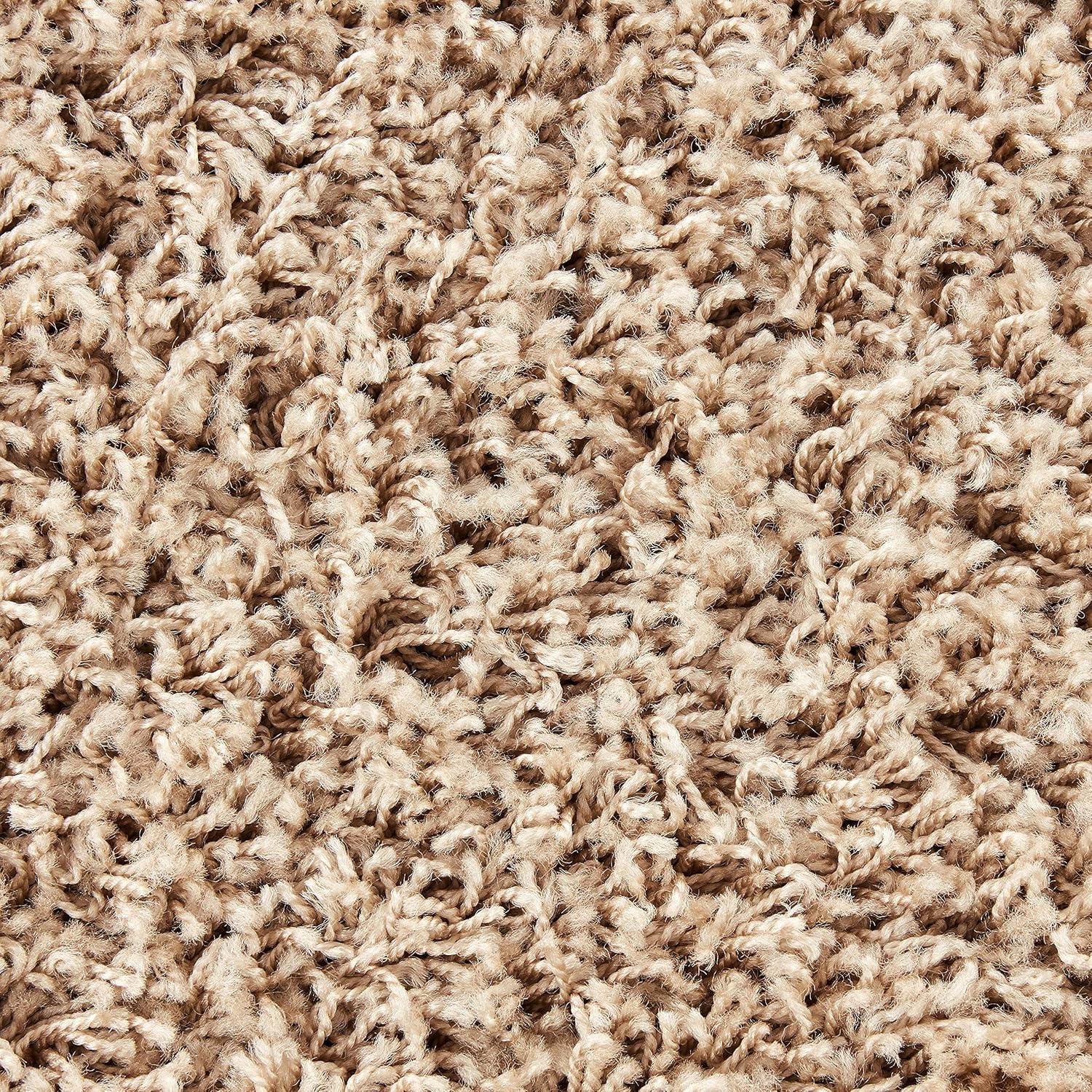 Taupe Square Soft Shag Synthetic Area Rug for Easy Care