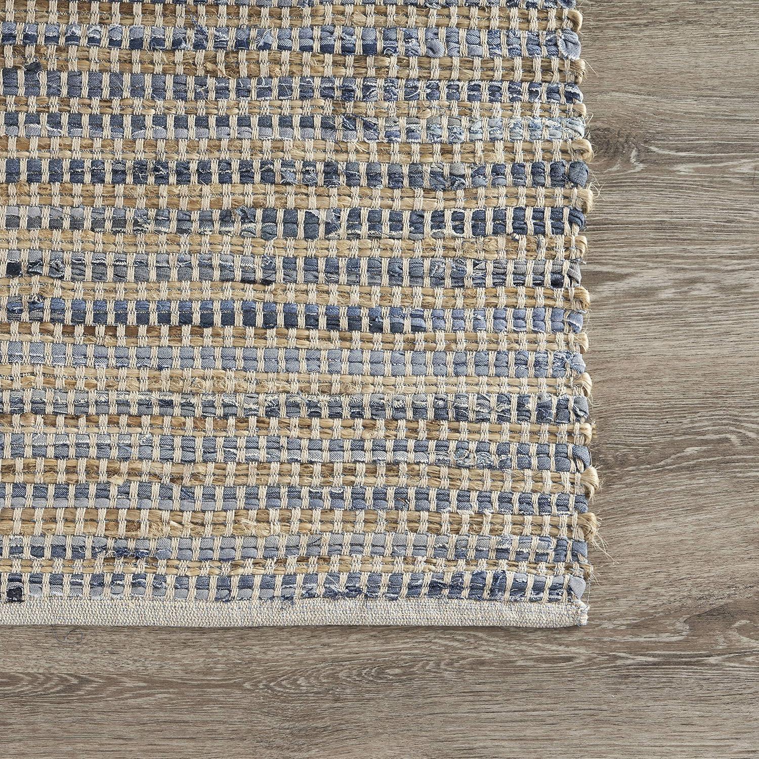 LR Home Vogue Hand Woven Area Rug, Denim Blue / Cream, 5 ft. x 7 ft.