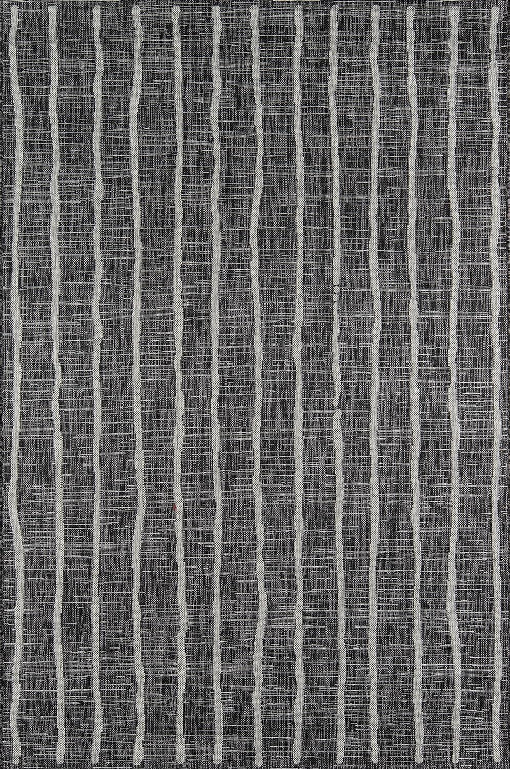 Charcoal Abstract Braided Edge Synthetic Area Rug 7'10" x 10'10"