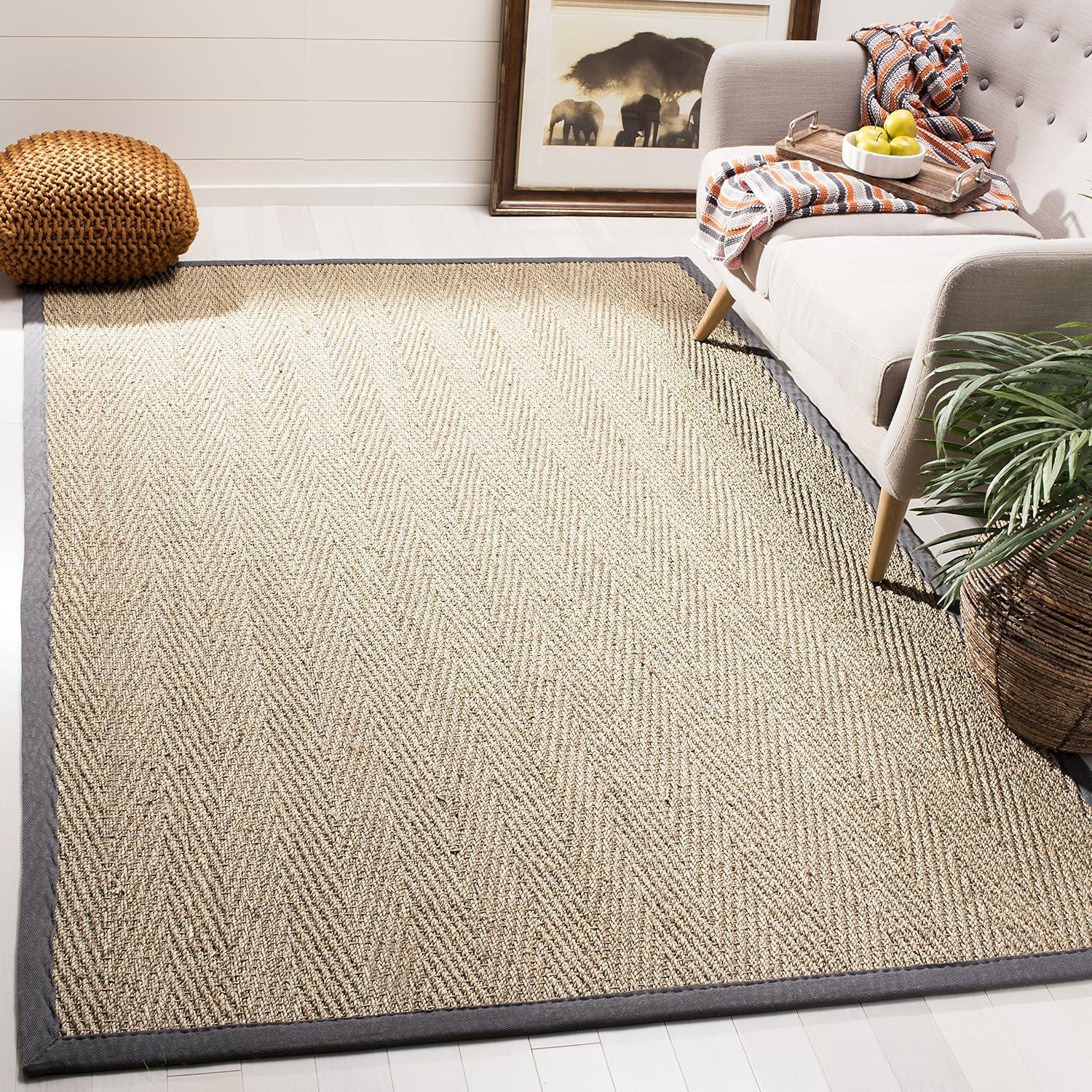 Natural Fiber NF115 Power Loomed Indoor Area Rug - Natural/Dark Grey - 5'x8' - Safavieh