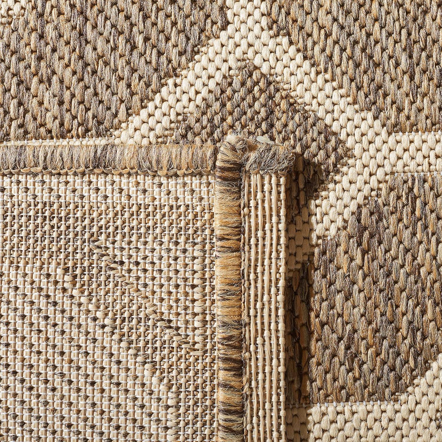SAFAVIEH Beach House Theo Geometric Indoor/Outdoor Area Rug Blue/Cream, 3' x 5'