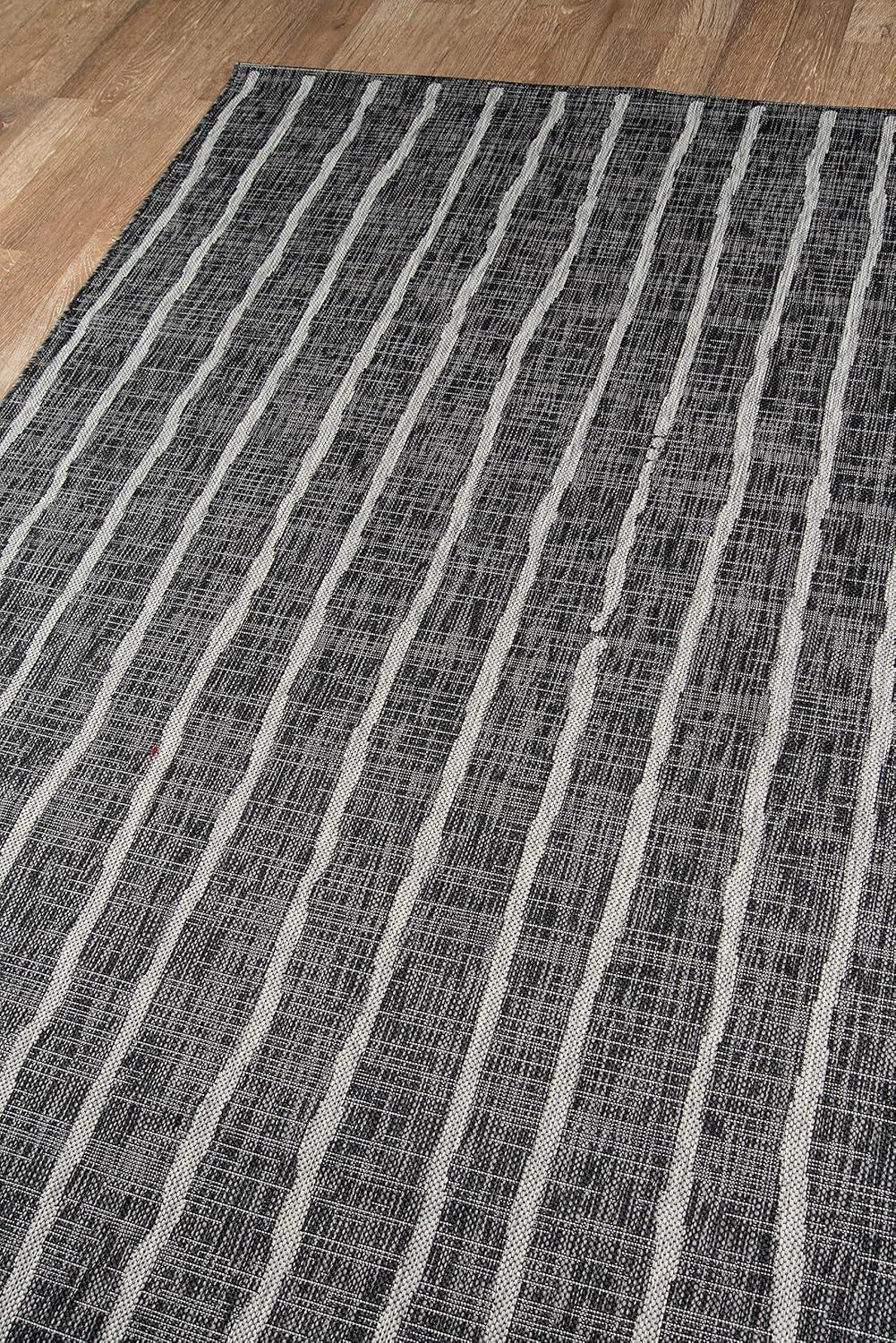 Charcoal Abstract Braided Edge Synthetic Area Rug 7'10" x 10'10"