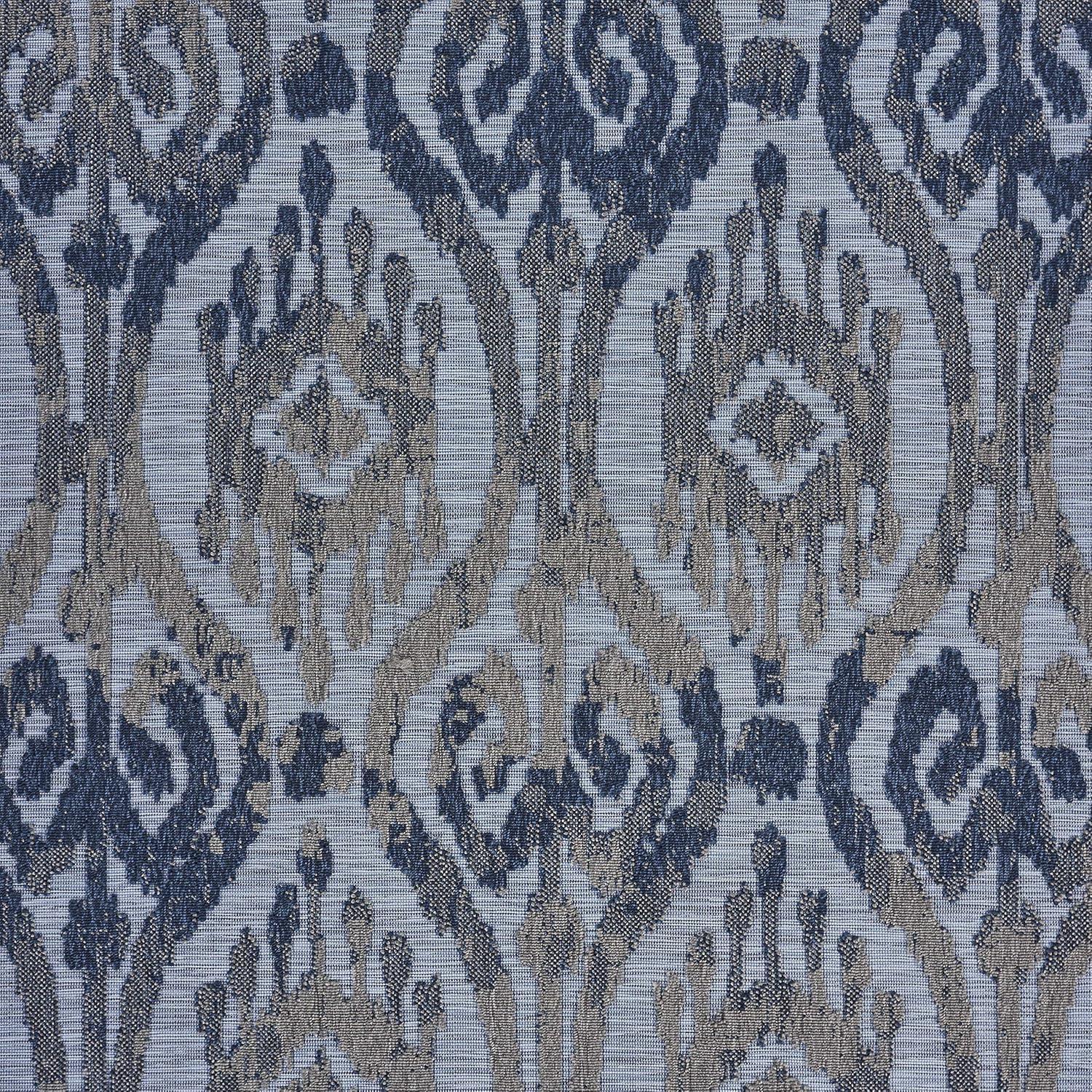 LR Home Reese 7'9" x 9'9", Blue/Gray Ikat Fade, Stain, and Moisture Resistant Indoor/Outdoor Area Rug