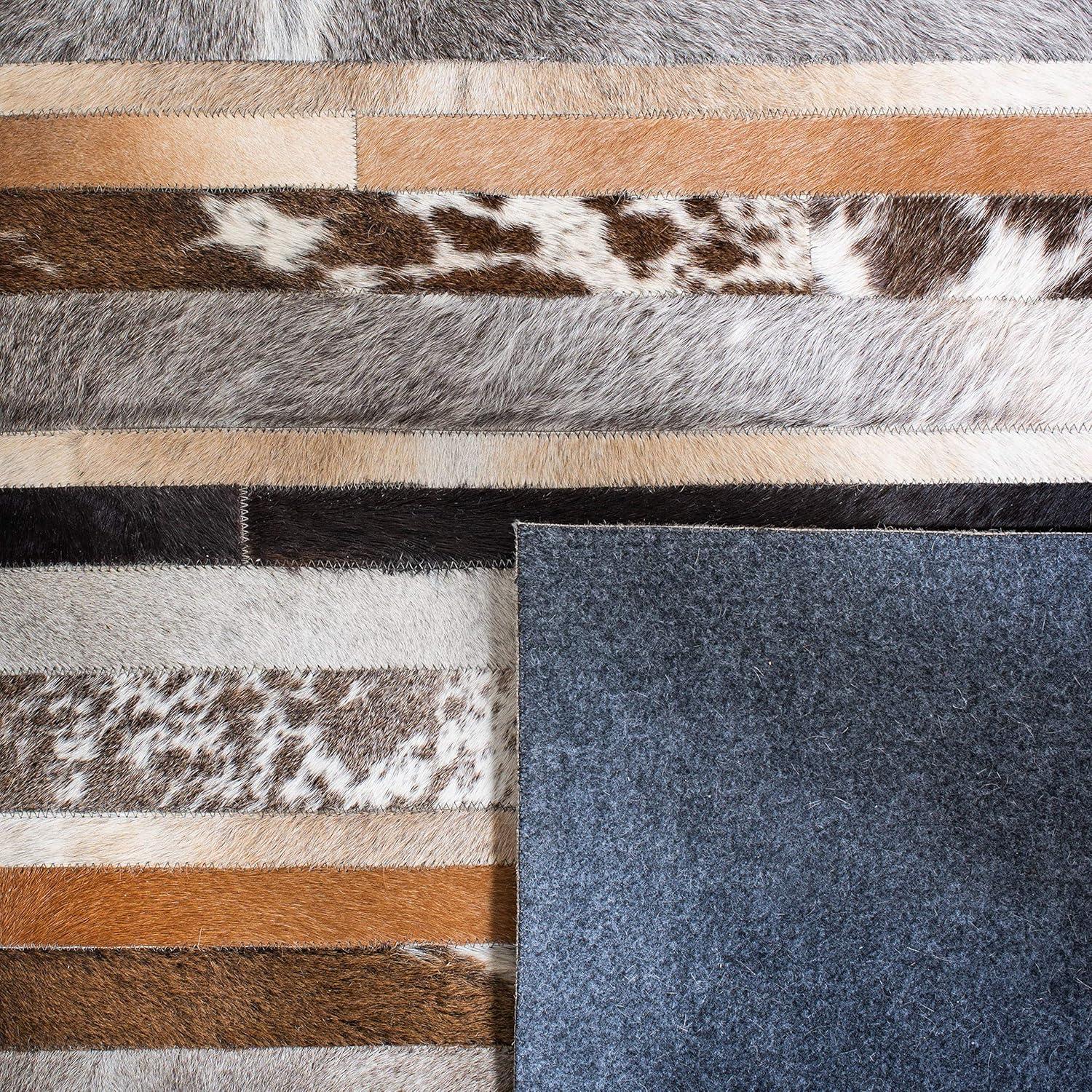 SAFAVIEH Studio Leather Keegan Geometric Area Rug, Ivory/Dark Brown, 5' x 8'