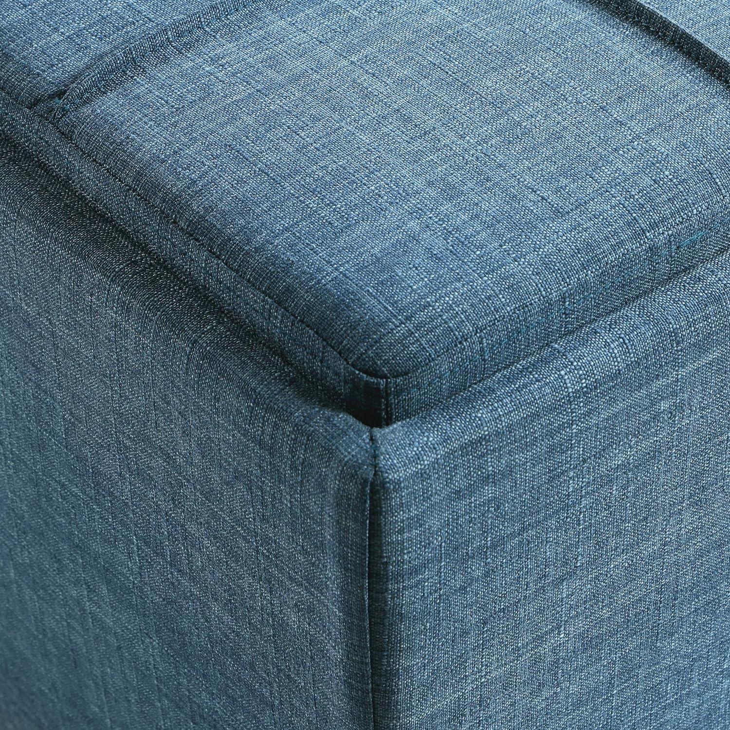 Rockford Blue Fabric Tufted Storage Ottoman with Tray, 16.25"