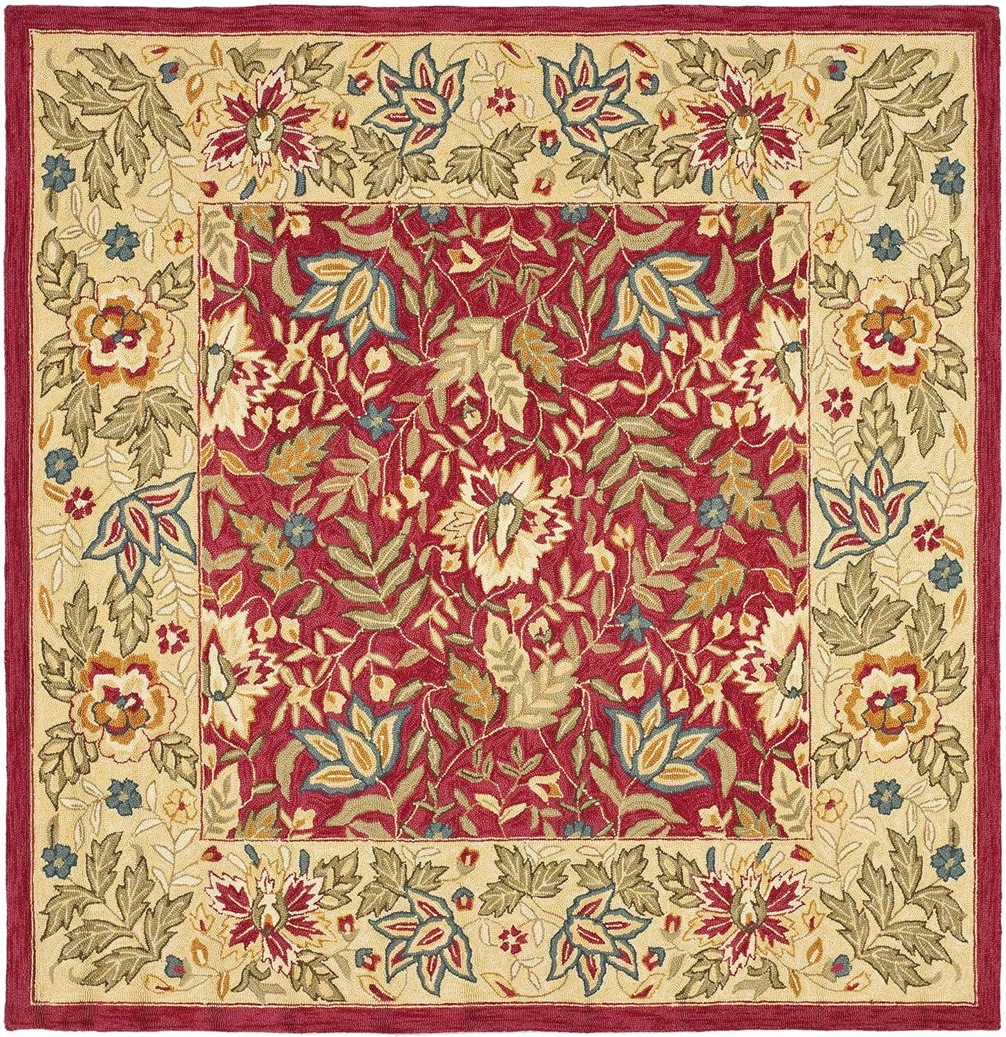 Chelsea HK140 Hand Hooked Area Rug - Red/Ivory - 8'x8' - Safavieh.