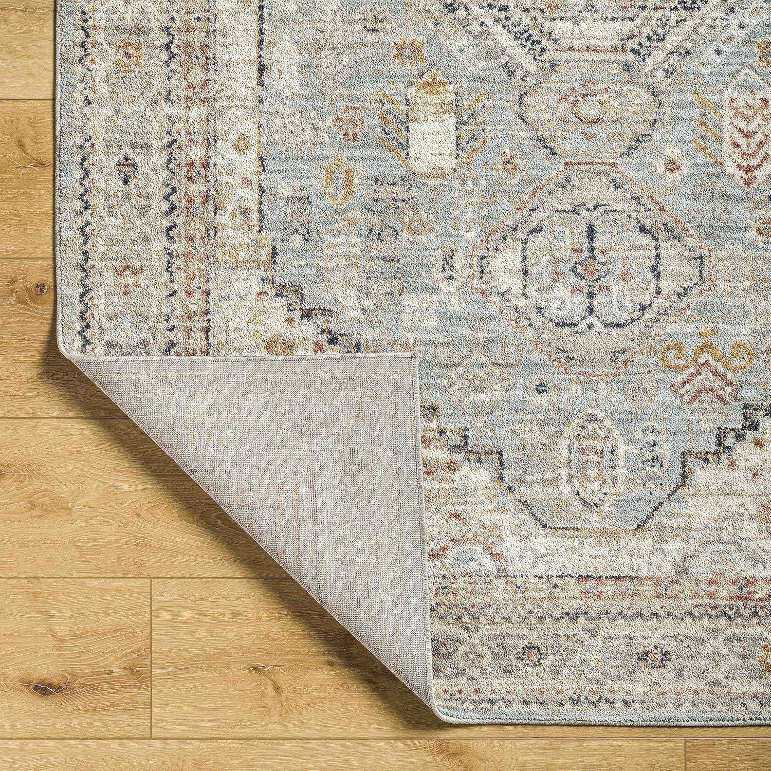 BoutiqueRugs Kouta Farmhouse Traditional Area Rug - Bordered Medallion Carpet for Living Room, Bedroom, Dining Room - Gray, Blue - 7'10" x 10'2" (8x10 Rug)