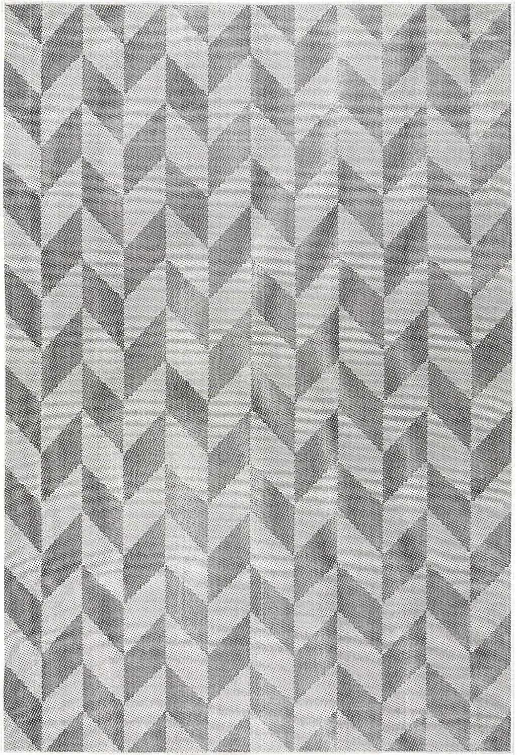 Nicole Miller New York Patio Country Calla Herringbone Indoor/Outdoor Area Rug, Black/Gray