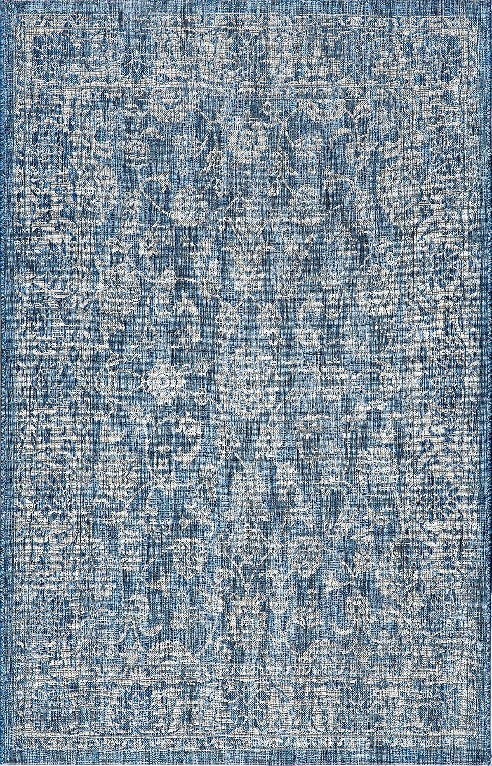 Tela Bohemian Inspired Textured Weave Floral Indoor/Outdoor Area Rug - JONATHAN Y