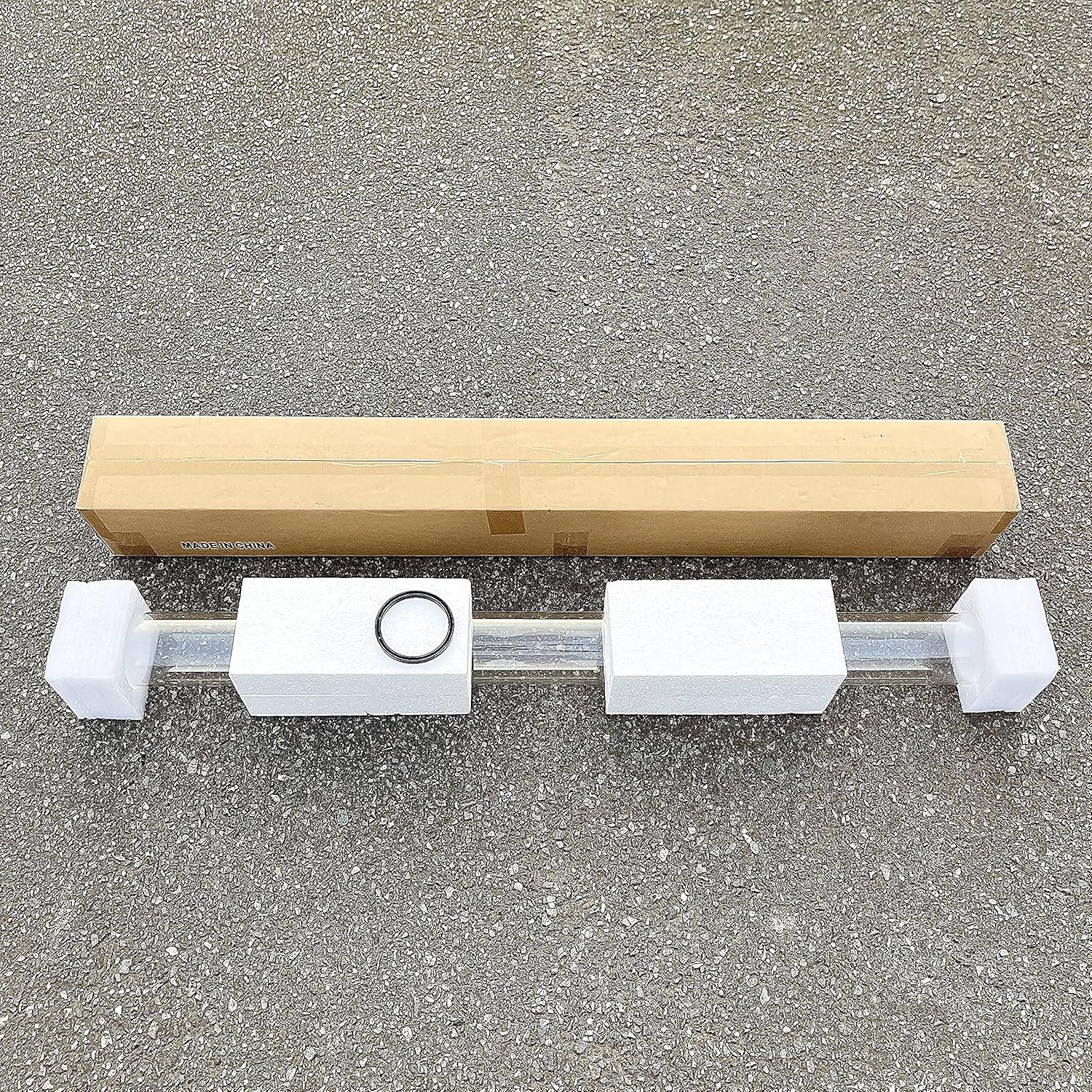 Patio Heater Replacement Parts - 49.5" Tall 4" Diameter - Quartz Glass Tube - Compatible with Four-Sided Pyramid Flame Outdoor Heater - with Neoprene Rubber Silicone Connecting Ring