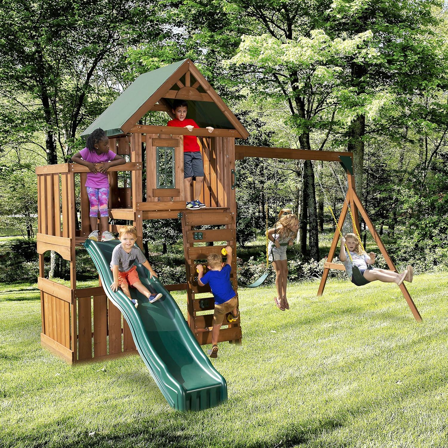 Elkhorn Wooden Play Swing Set