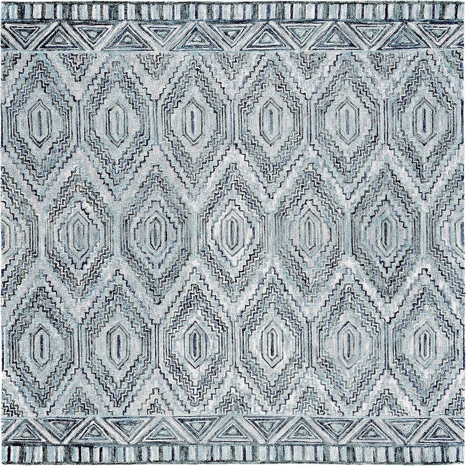 Aspen APN823 Hand Tufted Area Rug - Grey/Blue - 7'x7' - Safavieh.