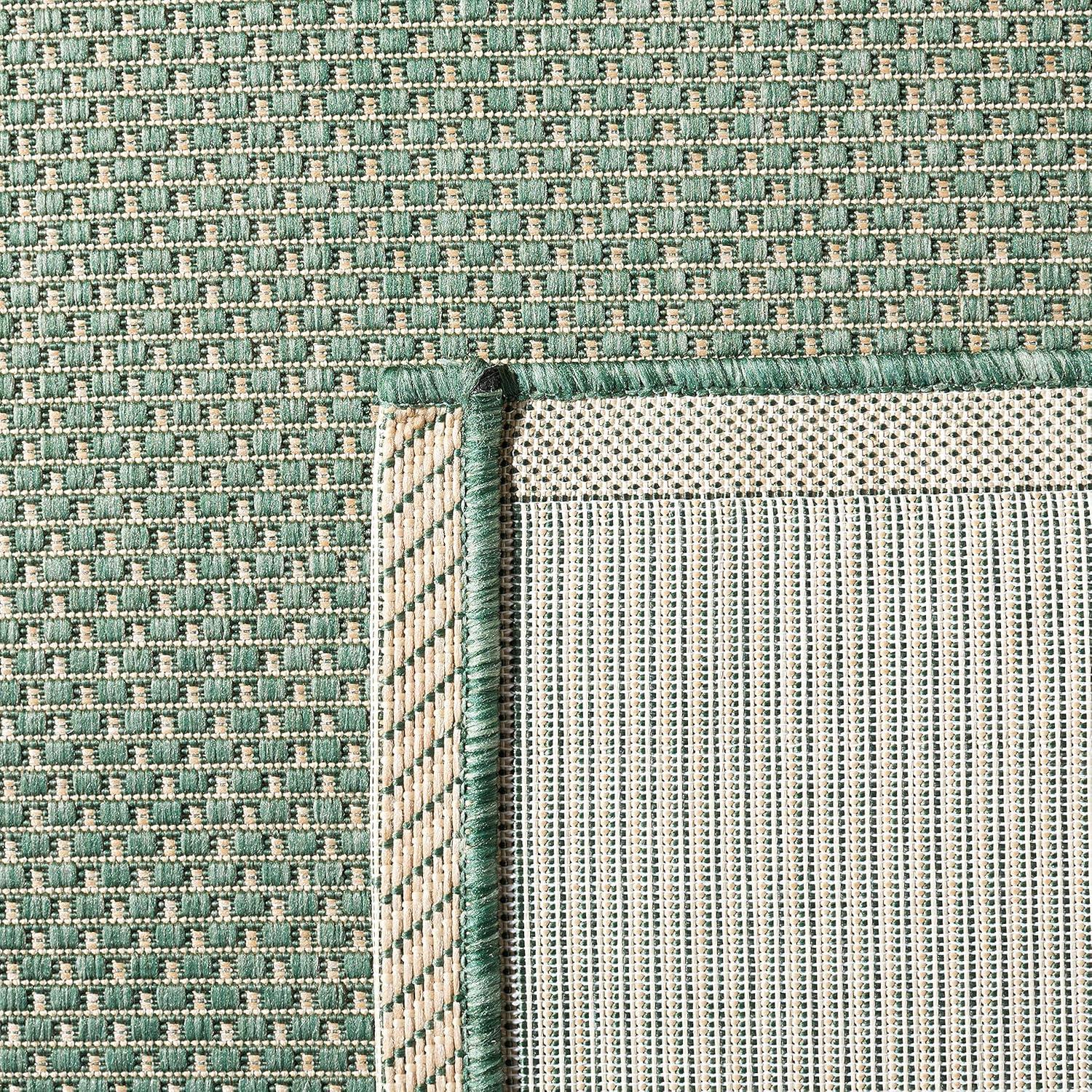 SAFAVIEH Courtyard Justine Bordered Indoor/Outdoor Area Rug, Dark Green/Beige, 6'7" x 6'7" Square