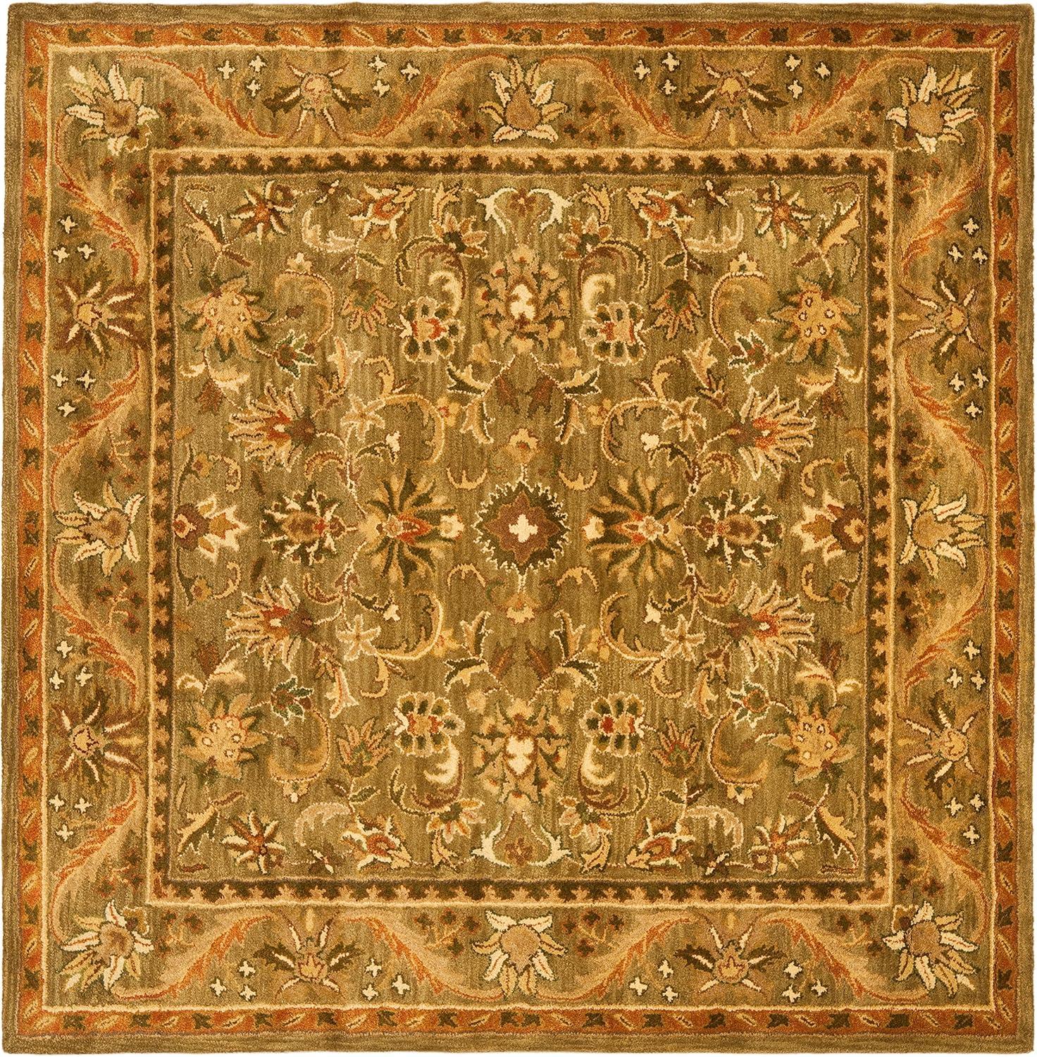 Antiquity AT52 Hand Tufted Indoor Area Rug - Olive/Gold - 8'x8' - Safavieh