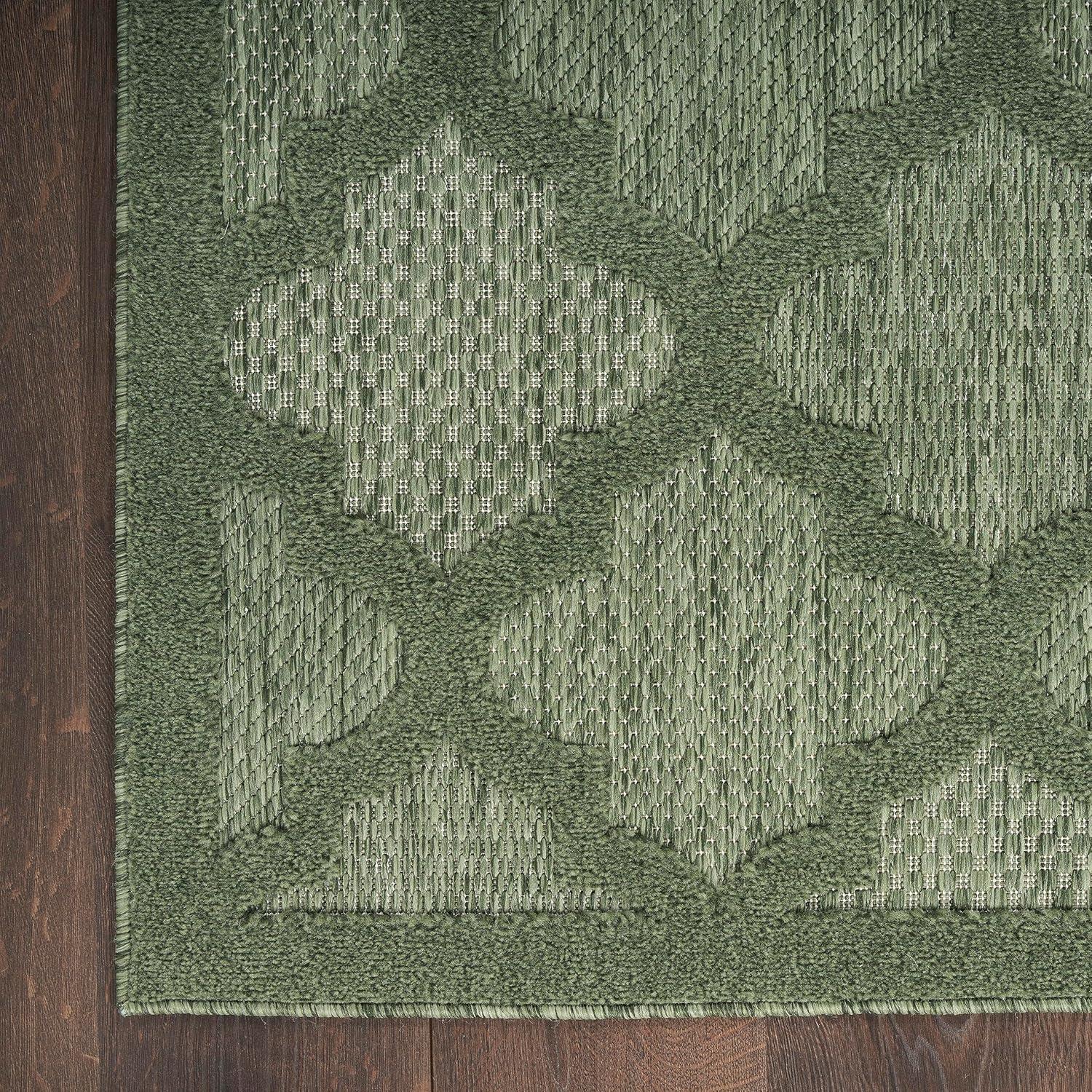 Nourison Easy Care Trellis Flatweave Indoor Outdoor Area Rug 6' x 9' Green