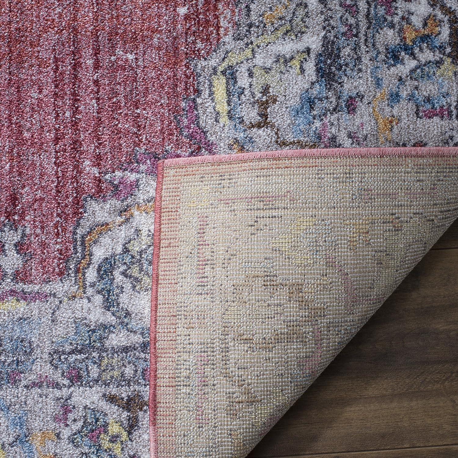 SAFAVIEH Bristol Collection 3' x 5' Rose / Light Grey BTL343B Boho Chic Medallion Distressed Area Rug