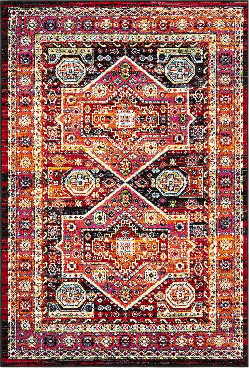 SAFAVIEH Cherokee Kelleigh Oriental Area Rug, Black/Orange, 5'1" x 7'6"