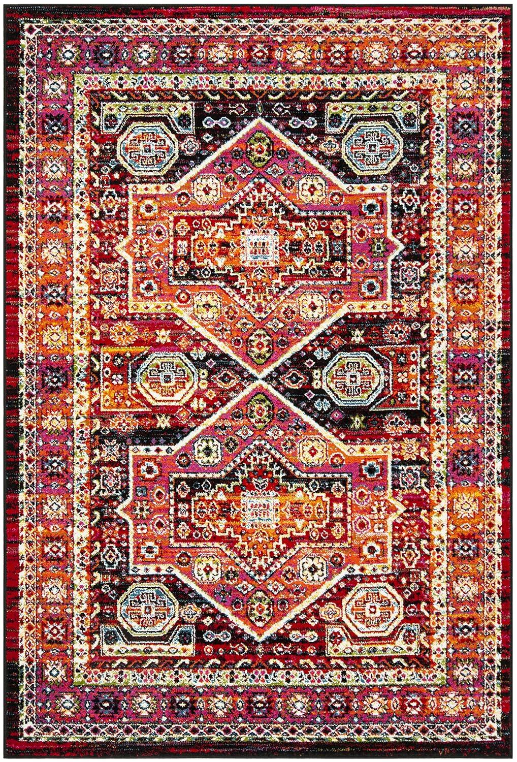 SAFAVIEH Cherokee Kelleigh Oriental Area Rug, Black/Orange, 5'1" x 7'6"