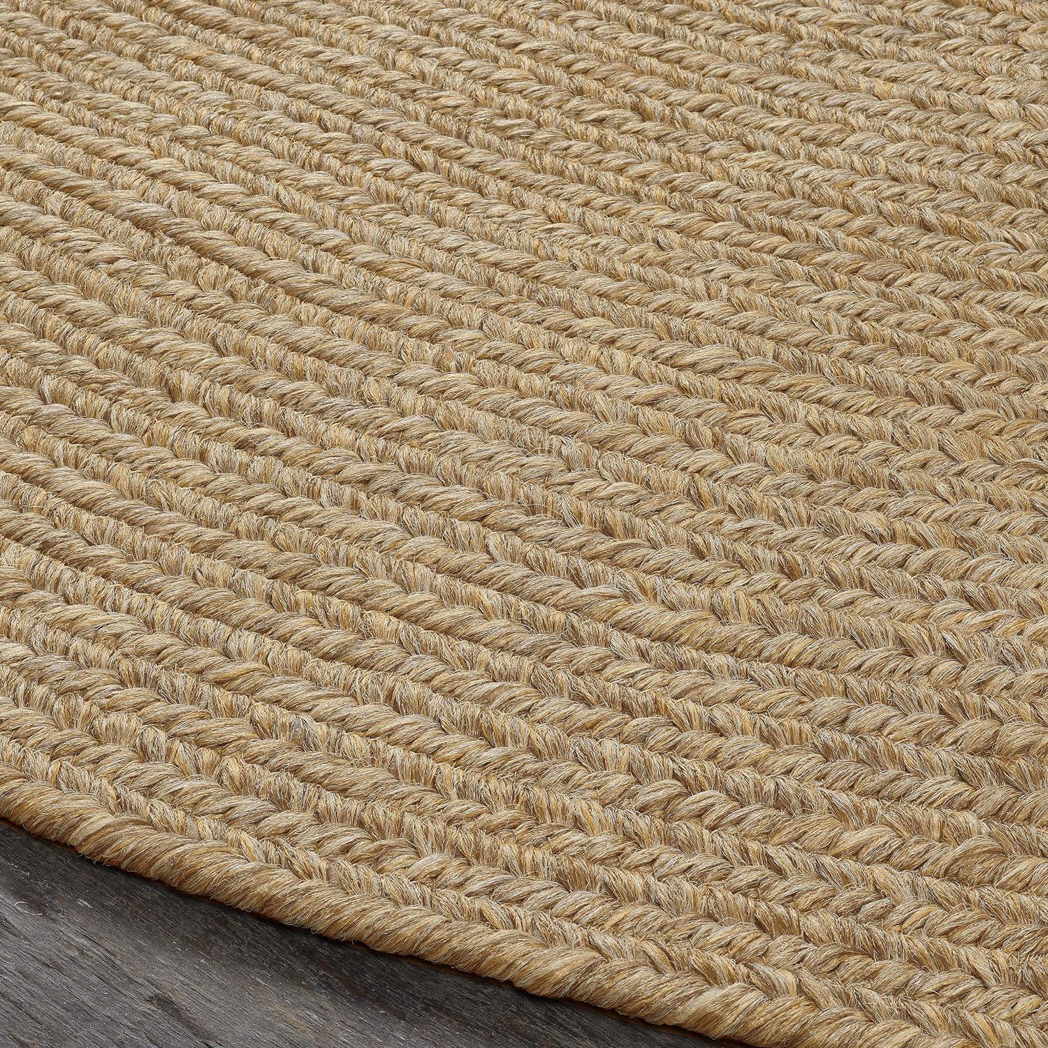 Latte Braided Oval Synthetic Easy-Care Area Rug, 5' x 8'