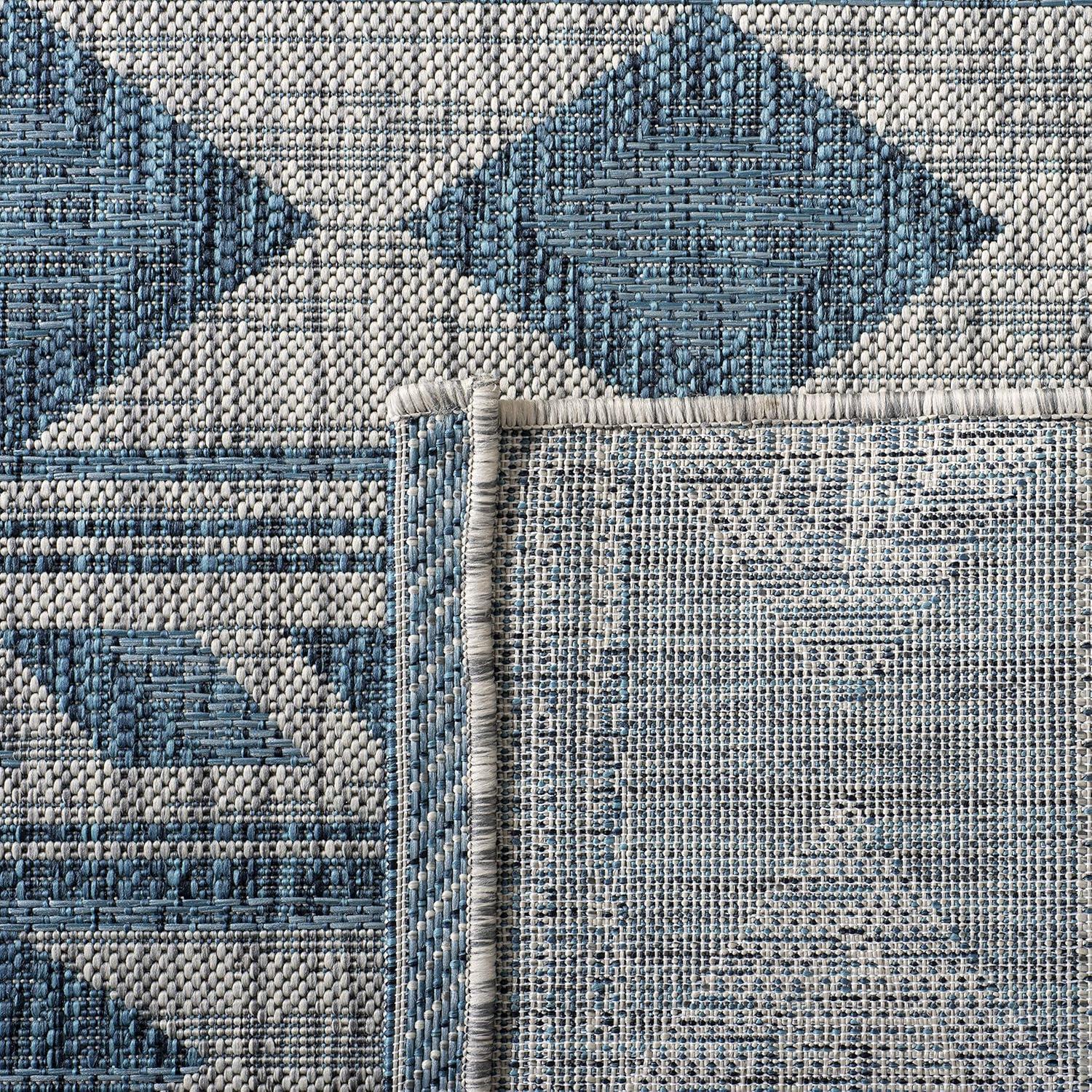 SAFAVIEH Courtyard Allycia Geometric Indoor/Outdoor Area Rug, Grey/Teal, 9' x 12'