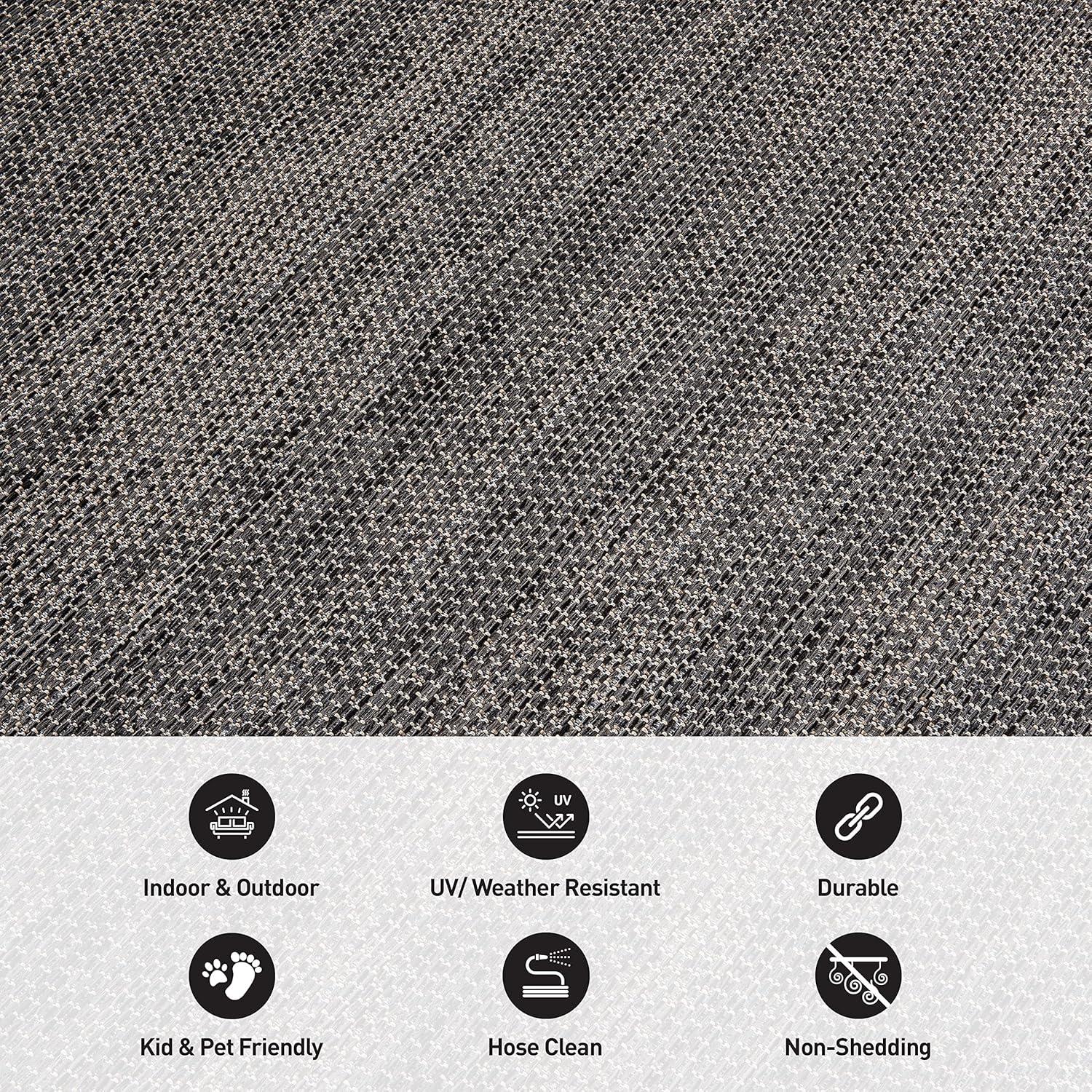 World Rug Gallery Contemporary Abstract Indoor/Outdoor Area Rug - Gray 5' x 7'