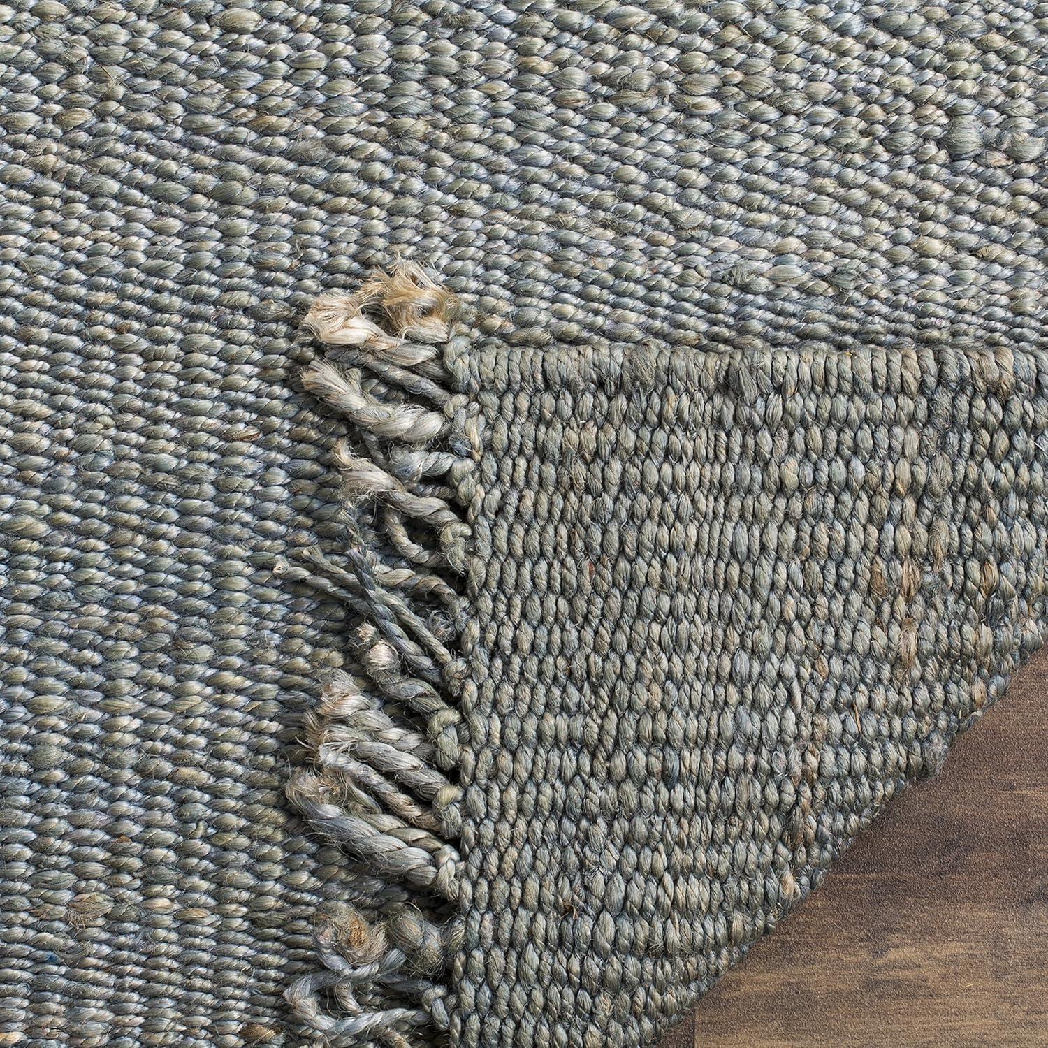 Handmade Black Non-Slip Natural Fiber Rug, 5' x 8'