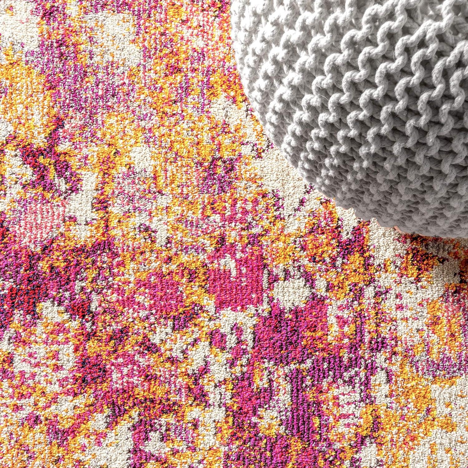 8'x10' Contemporary POP Modern Abstract Area Rug, Pink/Orange - JONATHAN Y