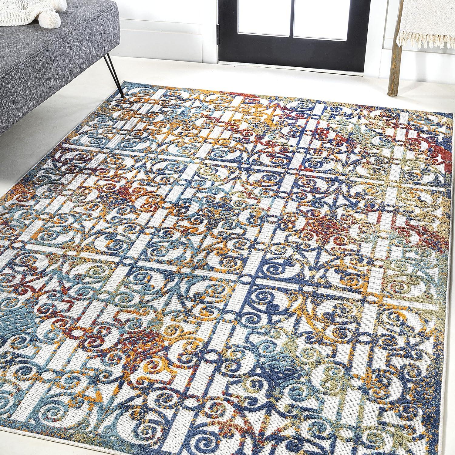 Cetara Ornate Trellis Indoor/Outdoor Runner Rug - JONATHAN Y